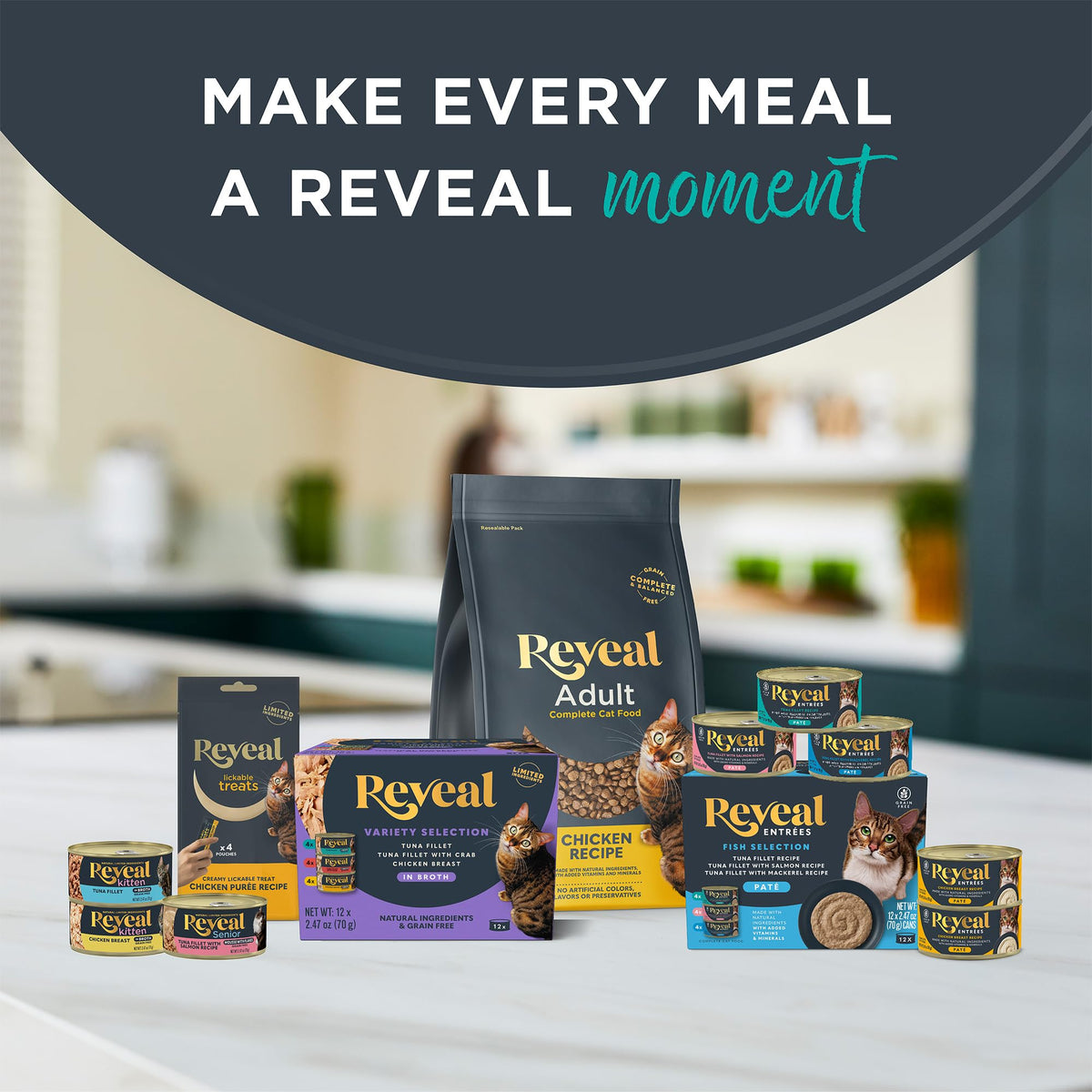 Reveal Natural Wet Cat Food in Broth, Limited Ingredient Grain Free Canned Cat Food, Protein with No Artificial Additives, Fish & Chicken Variety in Broth (12 x 2.47 oz Cans) 🍁 All In One Marketplace Canada