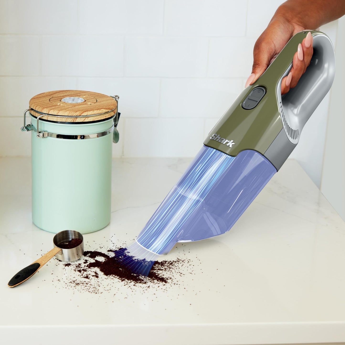 Shark Cyclone Handheld Vacuum - HyperVelocity Suction, Lightweight 1.6 lbs, XL Dust Cup, USB Charging, 8" Crevice Tool, Washable Filter, Green/Grey CH700C (Canadian Version) 🍁 All In One Marketplace Canada