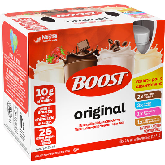 BOOST Original Meal Replacement Drink, 6x237ml Variety Pack, Case Pack of 4, Packaging May Vary 🍁 All In One Marketplace Canada