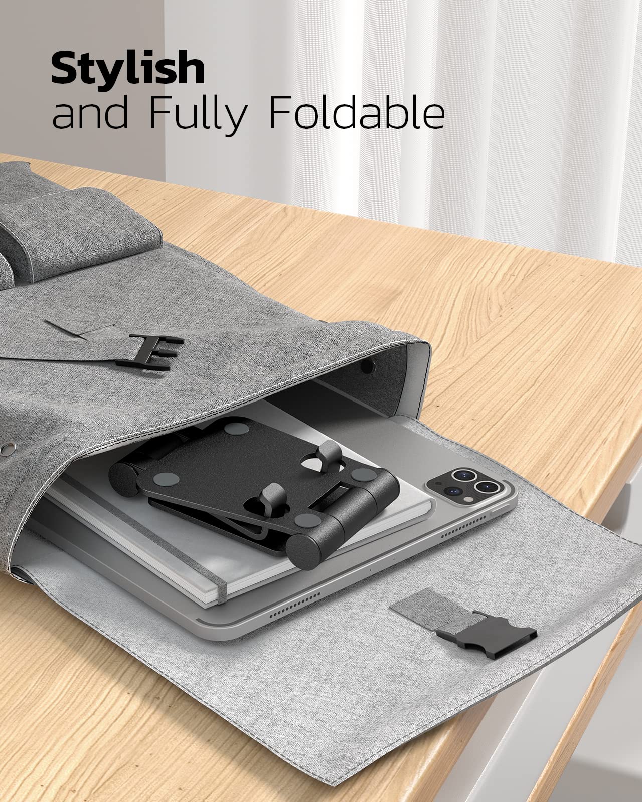 Nulaxy 2 Pack Dual Foldable Phone Stand for Desk, Fully Adjustable Desktop Cell Phone Holder Accessories for Office Kindle Compatible with 4-8" Mobile Devices iPhone Pro/Max/Plus, Black & Silver 🍁 All In One Marketplace Canada
