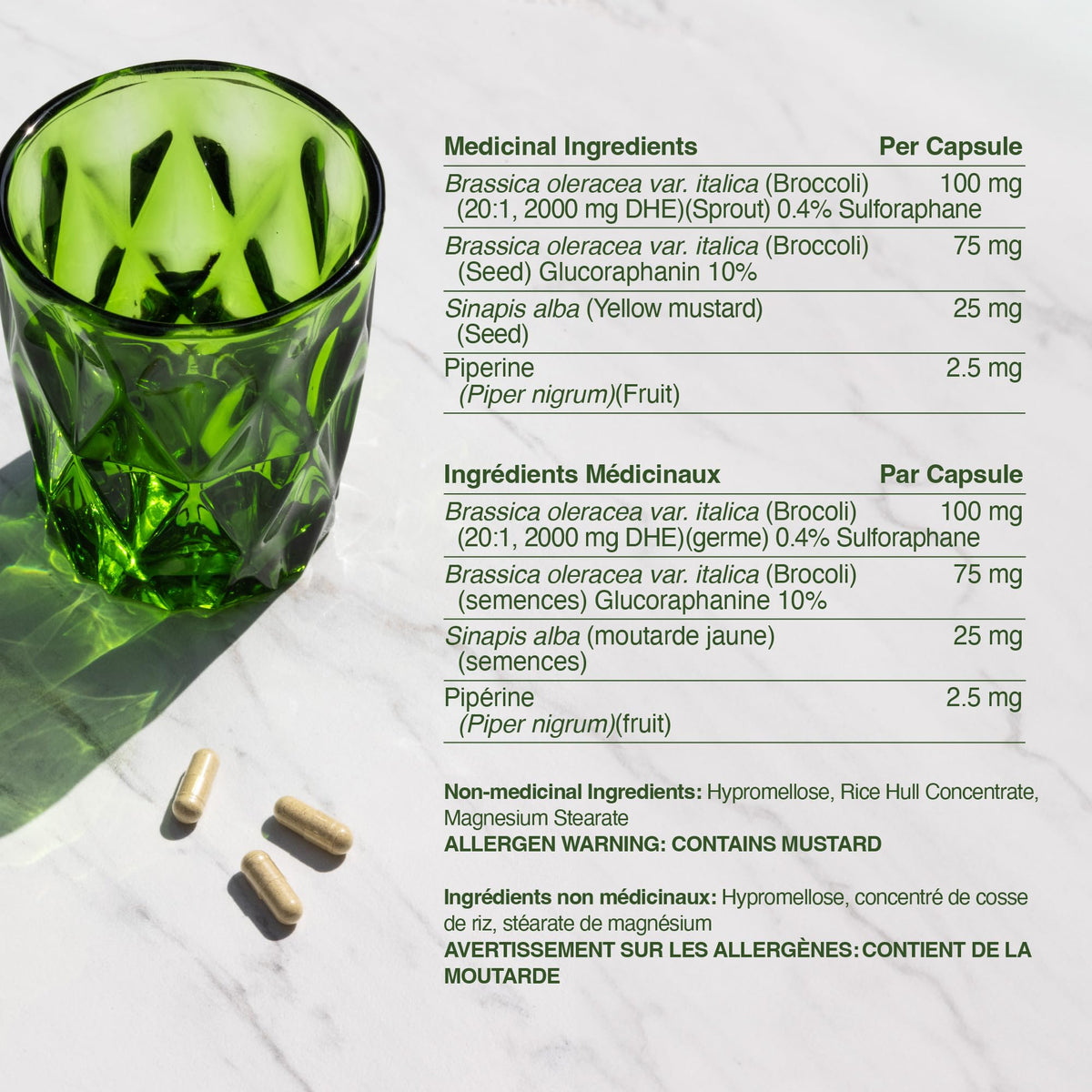 Sulforaphane Supplement from Broccoli Sprouts | 405mg Complex | NRF2 Activation With Glucoraphanin, Broccoli Seed Extract, & Mustard Seed | Supports Cellular Health with Antioxidants | 60 Capsules 🍁 All In One Marketplace Canada
