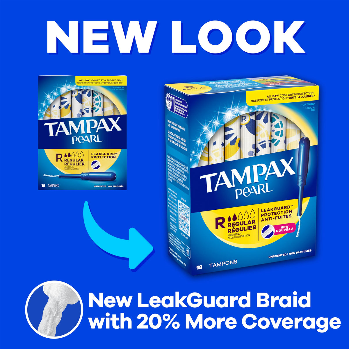 Tampax Pearl Tampons, with LeakGuard Braid, Ultra Absorbency, Unscented, 60 Count 🍁 All In One Marketplace Canada