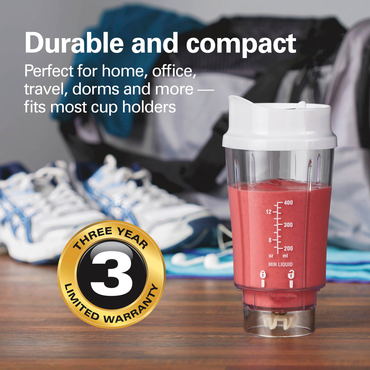 Hamilton Beach Personal Blender for Smoothies & Protein Shakes, Portable Single Serve Blender with 2 Travel Jars & Lids, 14 oz BPA-Free Cups, Stainless Steel Blades, 300W, White, 51102G 🍁 All In One Marketplace Canada