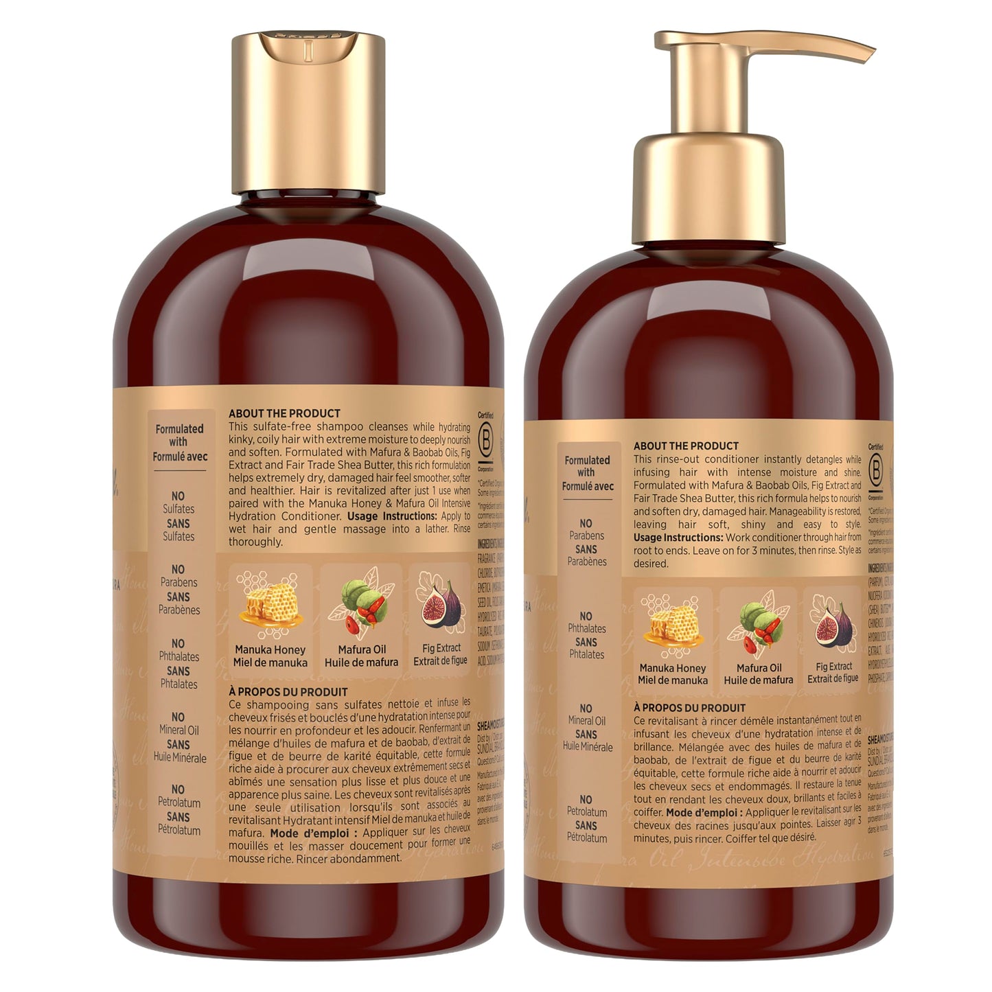 Shea Moisture Manuka Honey and Mafura Oil Shampoo and Conditioner For Extra Dry, Damaged Hair Formulated Without Sulfates, Silicones, Parabens, Phthalates, Mineral Oil or Petrolatum, 384ml (2-Pack) 🍁 All In One Marketplace Canada