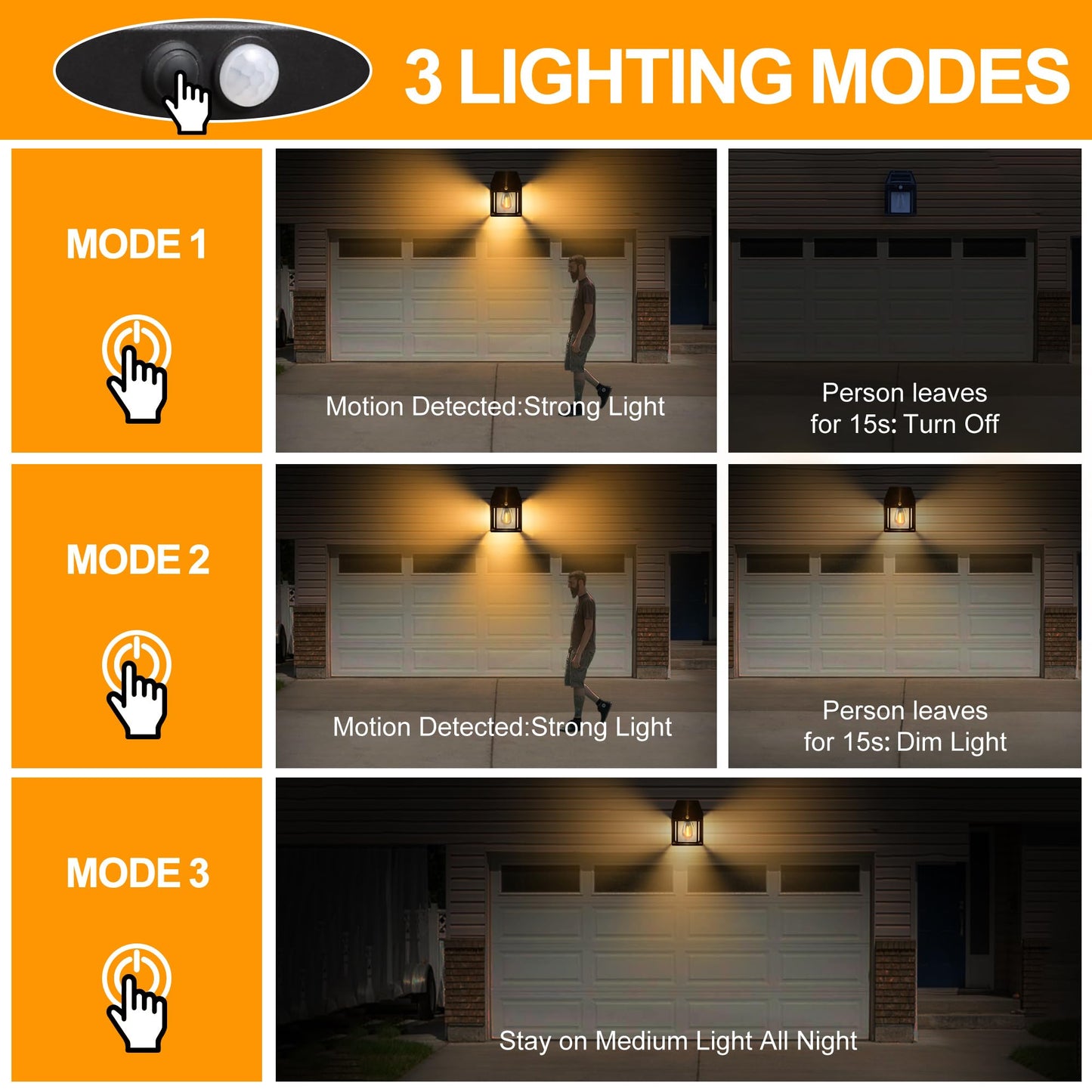 Joomer Solar Wall Lights Outdoor 4PACK, Dusk to Dawn Porch Lights Fixture, Waterproof Exterior Lighting with Clear Panel for Entryway Front Door, Solar Wall Lantern with 3 Modes & Motion Sensor 🍁 All In One Marketplace Canada