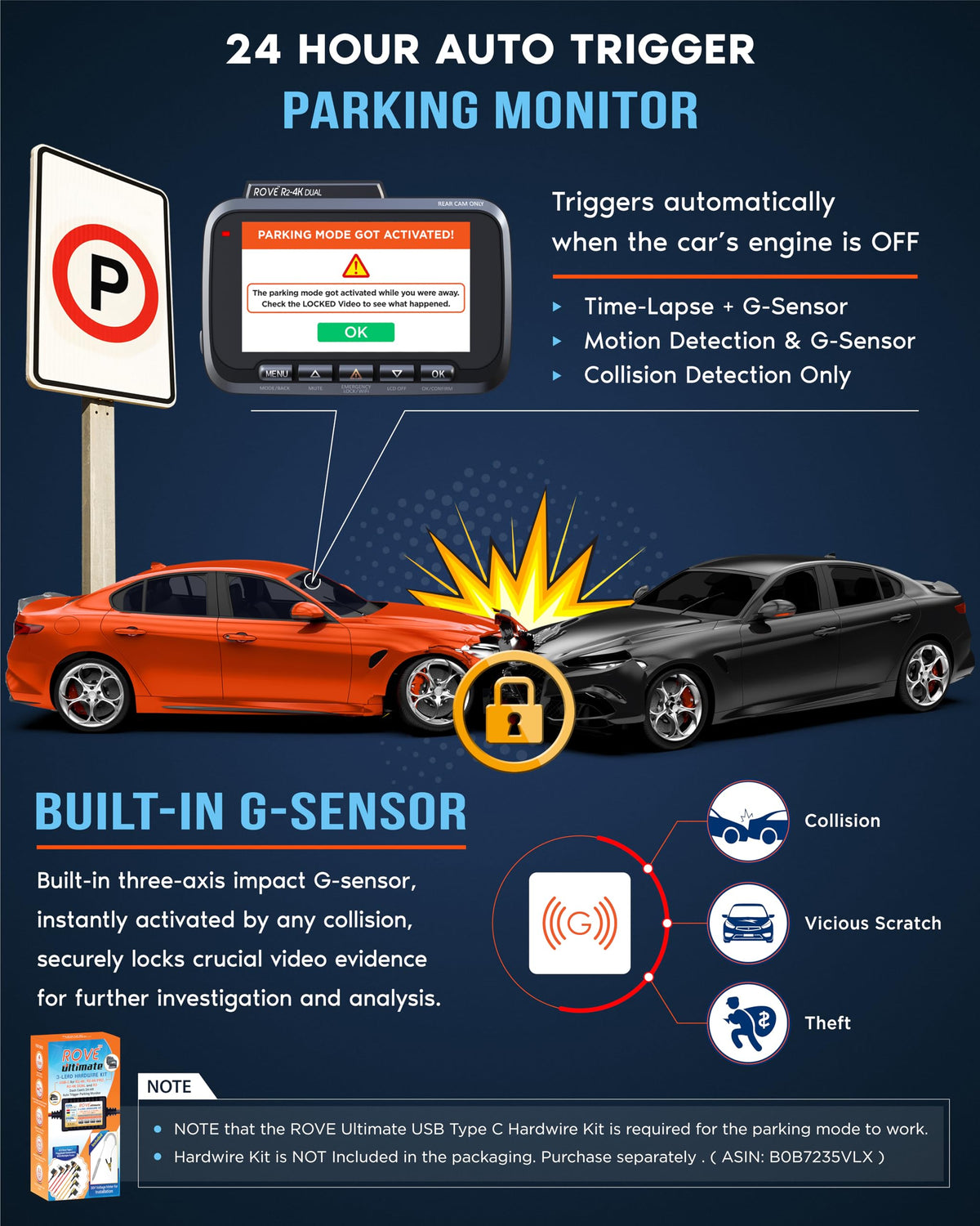 ROVE R2-4K DUAL Dash Cam Front and Rear, STARVIS 2 Sensor, FREE 128GB Card Included, 5G WiFi - up to 20MB/s Fastest Download Speed with App, 4K 2160P/FHD Dash Camera for Cars, 3" IPS, 24H Parking Mode 🍁 All In One Marketplace Canada