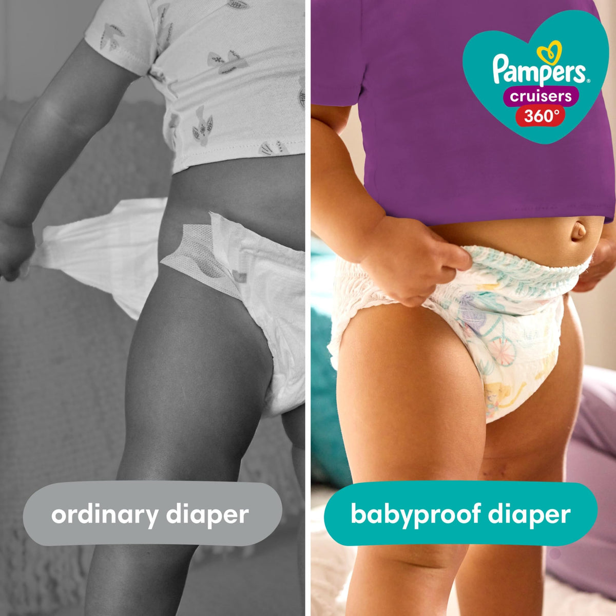 Pampers Diapers - Cruisers 360 degrees - Size 7, 44 Count, up to 100% Leakproof Fit, Designed for Active Babies, Pull On Diaper, EZ Off Tabs Designed for Easy Changes 🍁 All In One Marketplace Canada