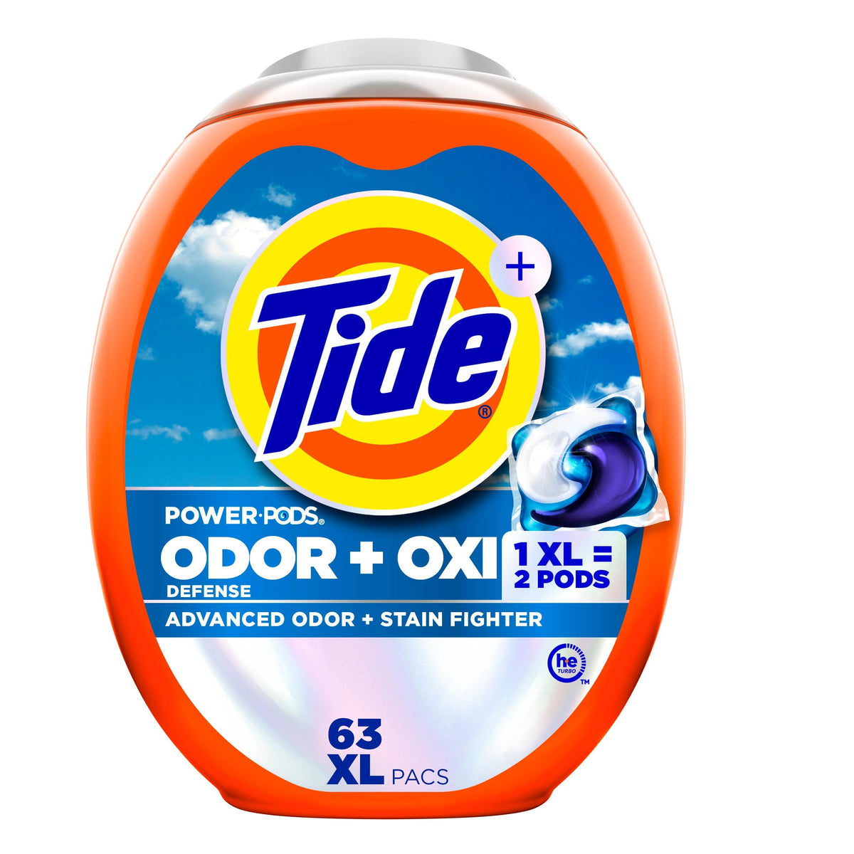 Tide Odour + Oxi Laundry Detergent Pacs, Original Scent, Advanced Odour + Stain Fighter, laudry soap washing detergent pacs, 63 Count 🍁 All In One Marketplace Canada