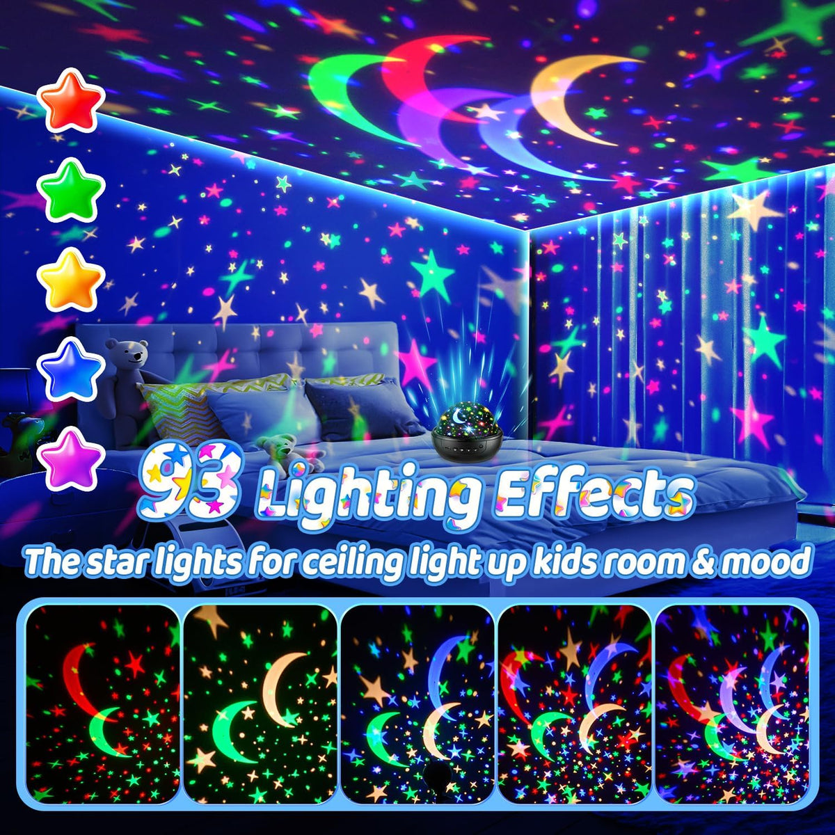 PIKOY Night Light for Kids,93 Lighting+3 Films Star Projector Night Light, Dimmable Remote Star Lights, 360° Sensory Projector Nightlight Glow in the Dark Stars, Toddler 3 Year Old Boy Toys for 3-5 🍁 All In One Marketplace Canada