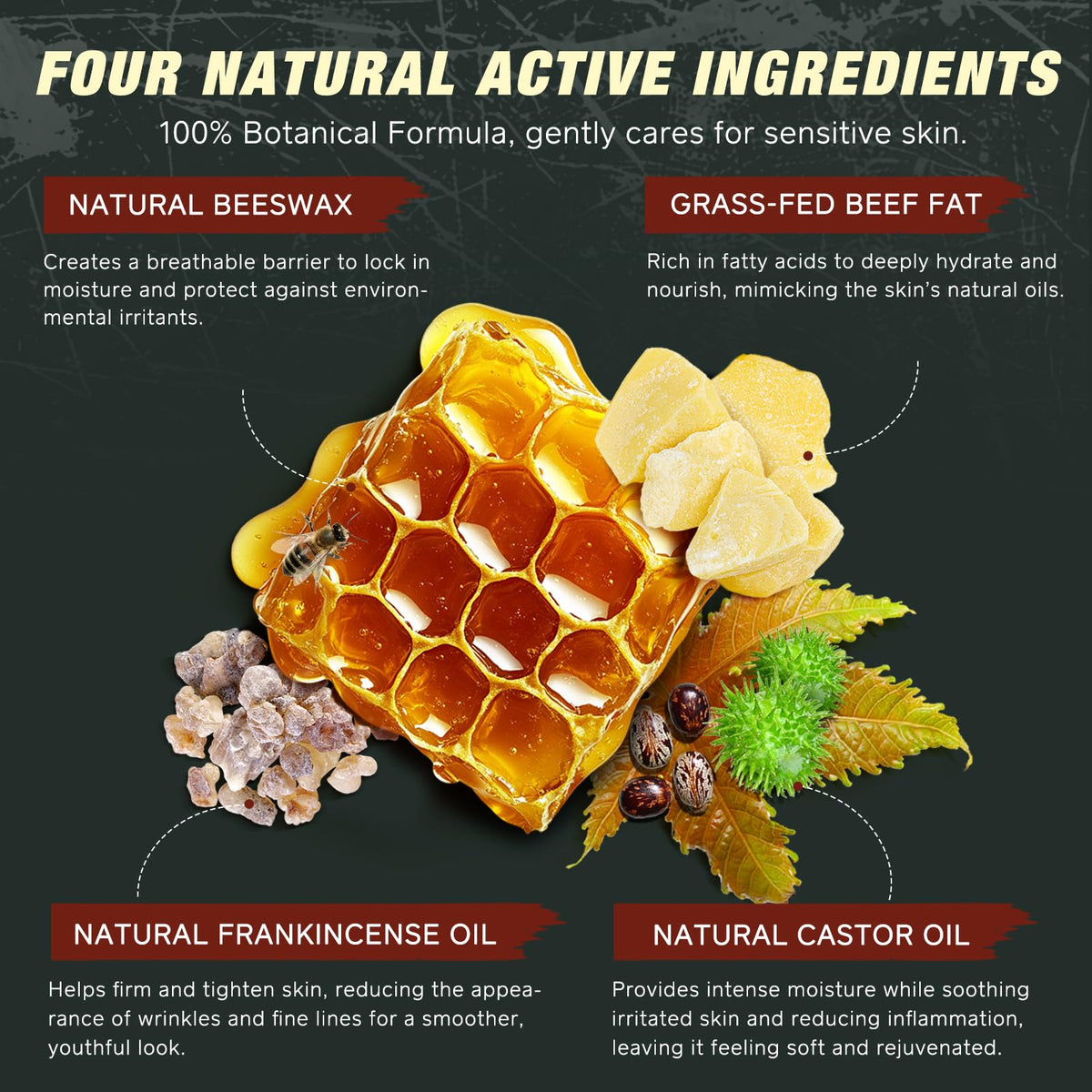 Beef Tallow Skin Care with Castor Oi & Frankincenses, Grass Fed Whipped Tallow Honey Balm for Face & Body, Natural Moisturizer Hydrates, Deeply Nourishes, Enhances Natural Radiance 120g 🍁 All In One Marketplace Canada