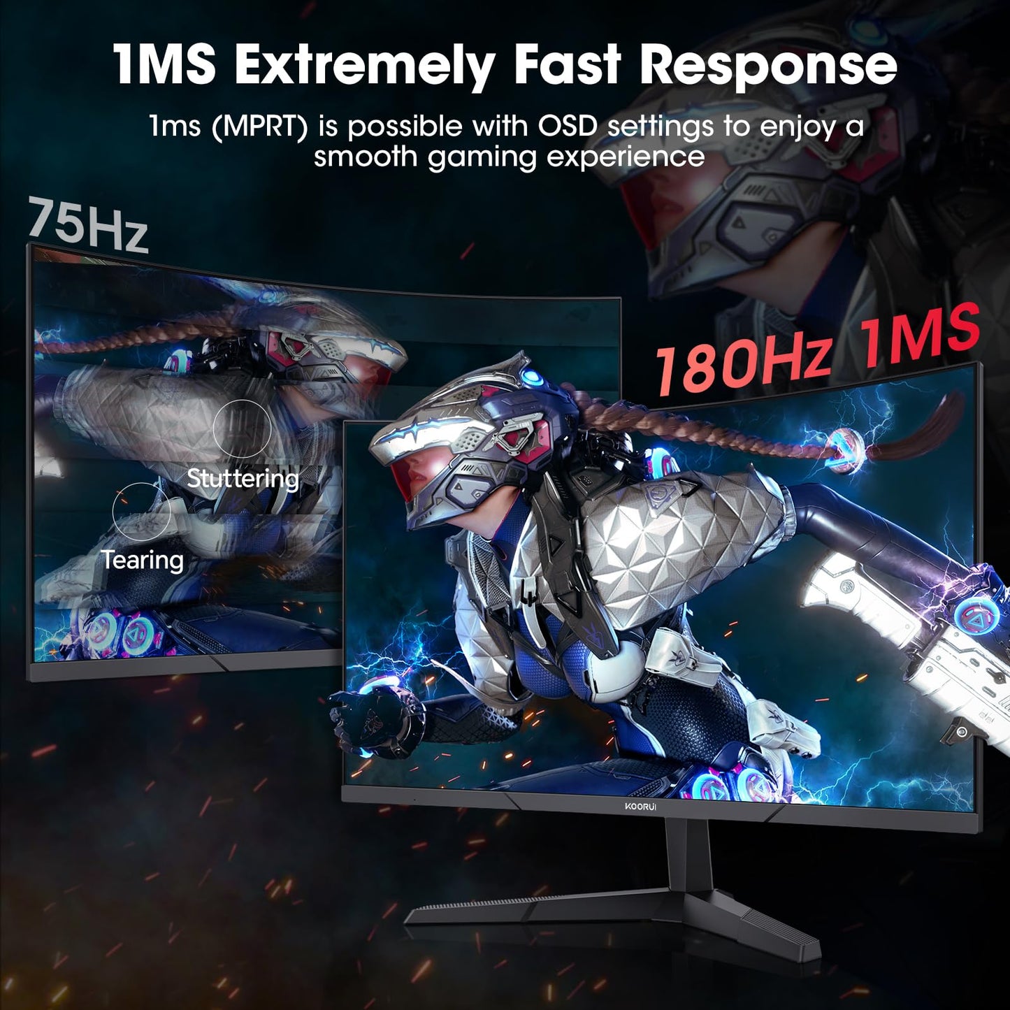 KOORUI 24 Inch Curved Gaming Monitor, 180Hz 1080P 1500R, Adaptive Sync, HDR 🍁 All In One Marketplace Canada