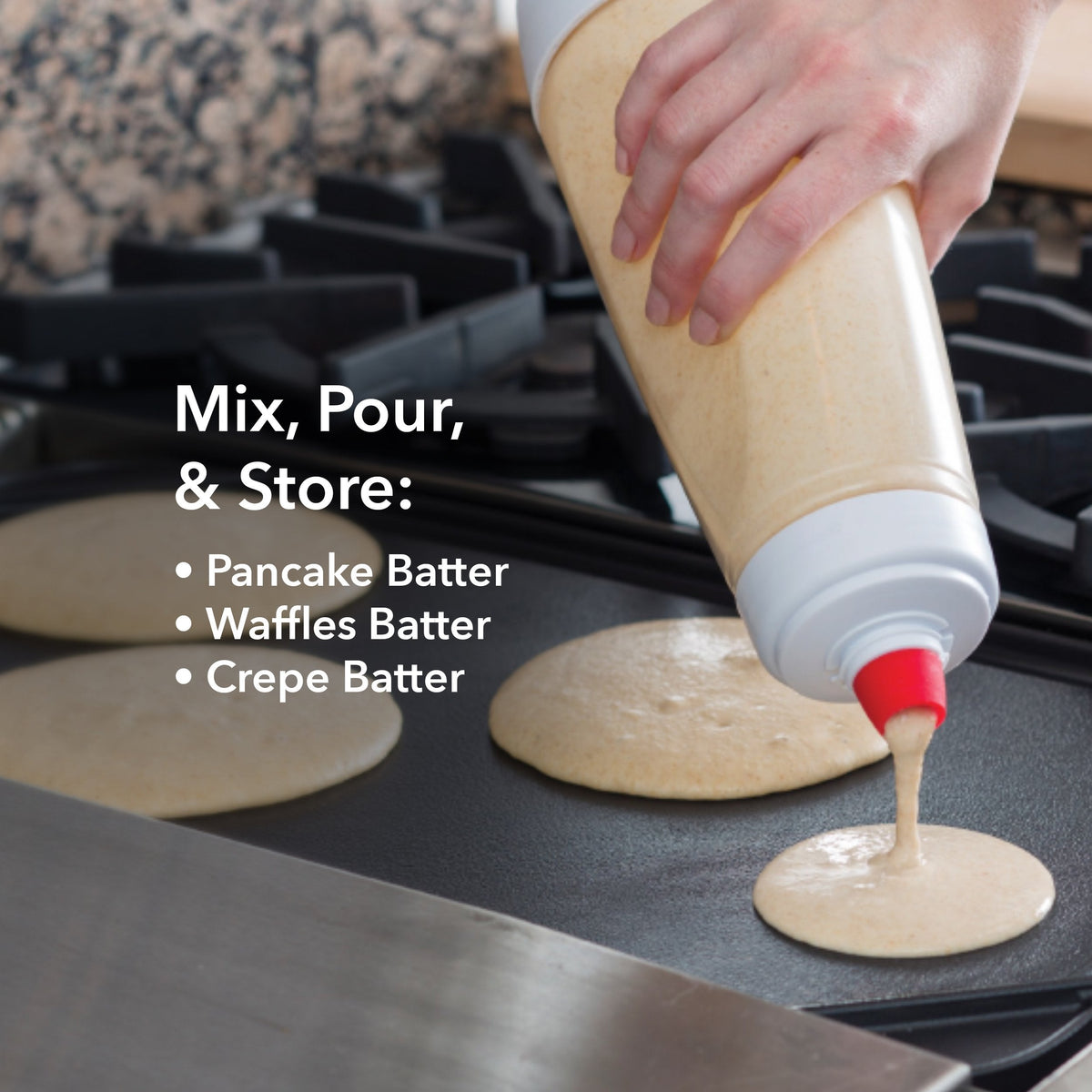 Whiskware Pancake Bottle, Batter Dispenser and Mixer with BlenderBall Wire Whisk, Durable, No-Mess, BPA Free, Dishwasher Safe, Mint 🍁 All In One Marketplace Canada