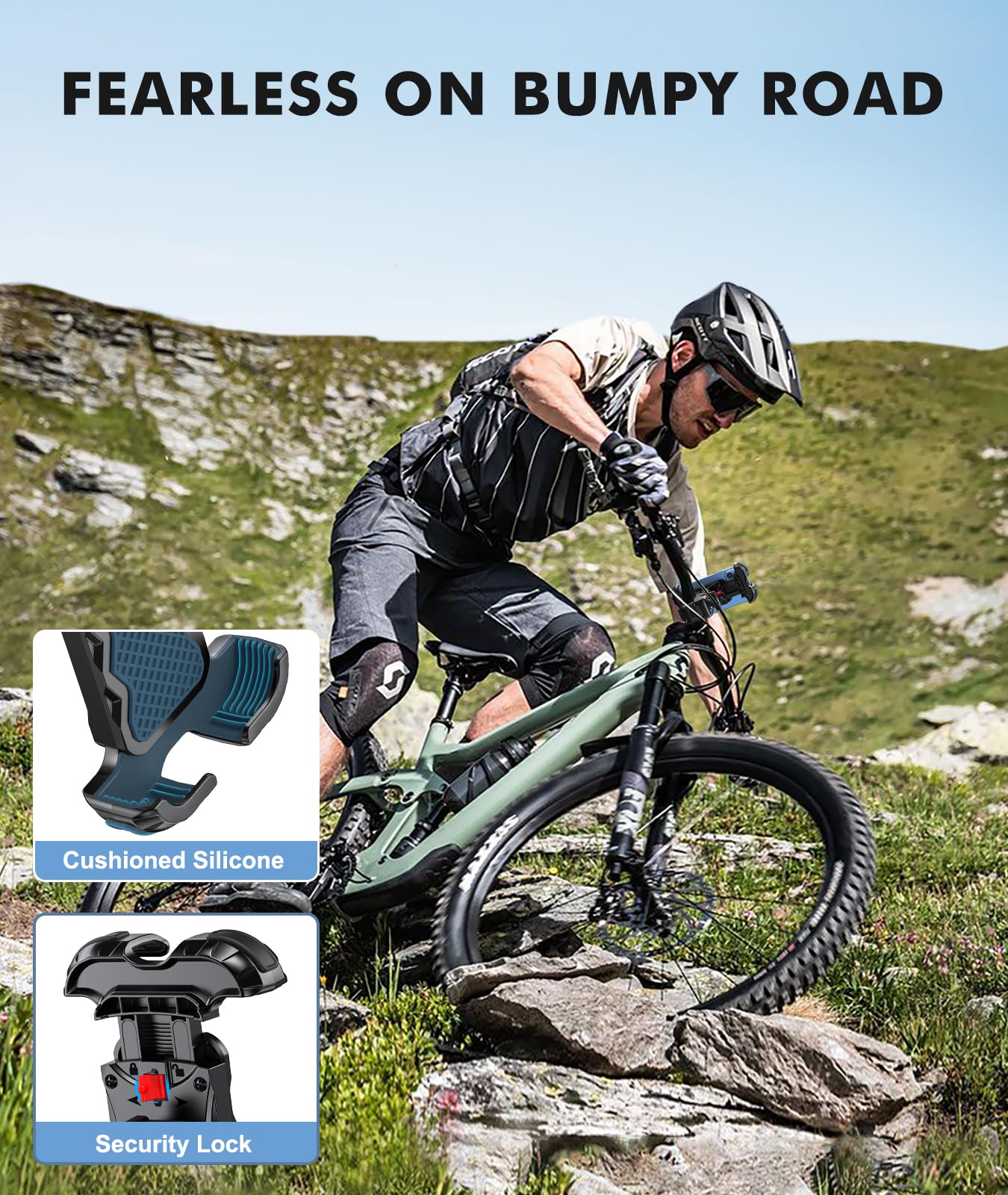 WOCBUY Bike Phone Mount, Upgrade [1s Lock][Secure Protection] Motorcycle Phone Mount, [360° Rotatable] Phone Holder for Bike Handlebar Compatible with iPhone/Samsung 4.7-6.8" Cell Phone 🍁 All In One Marketplace Canada