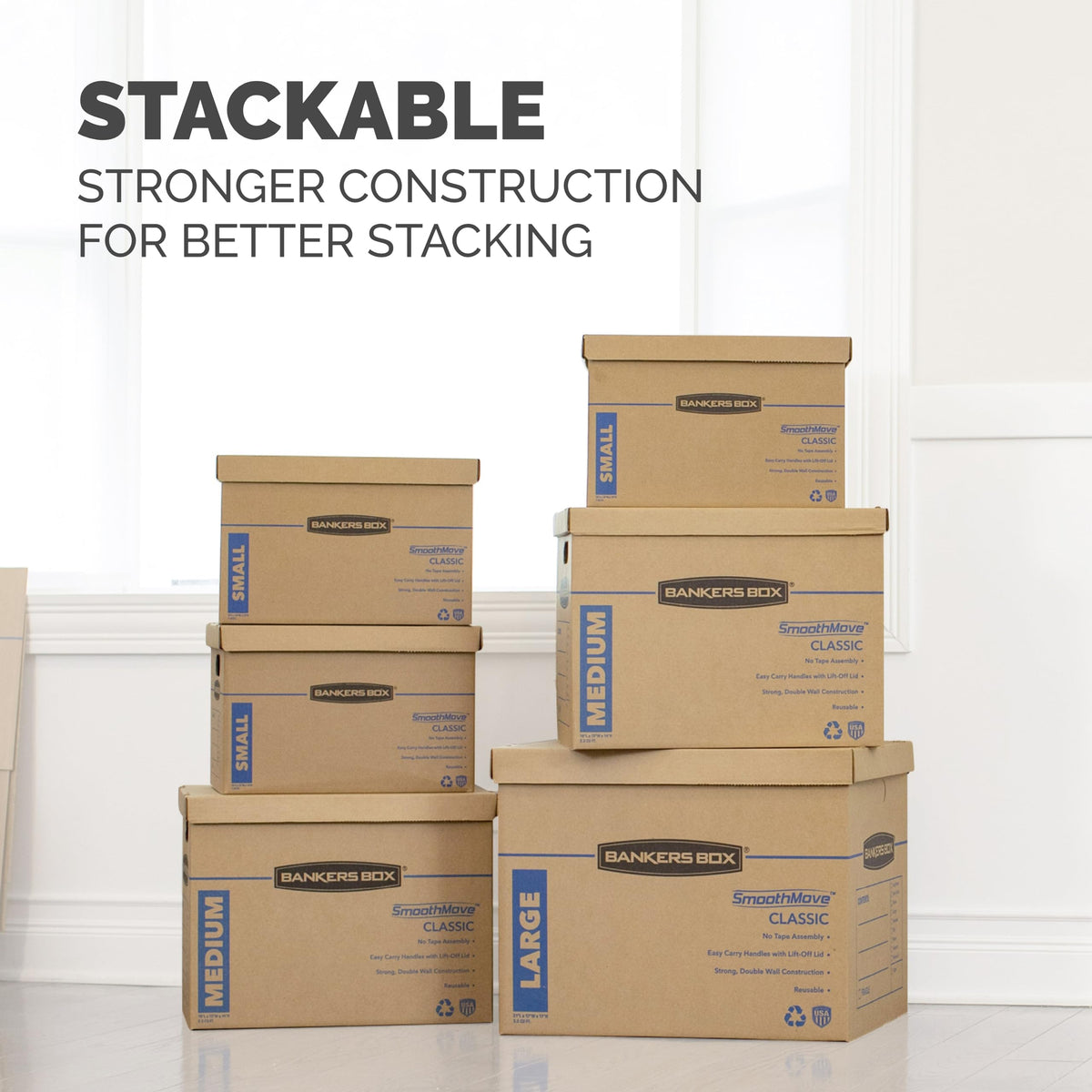Bankers Box SmoothMove Classic Moving Kit Boxes, Tape-Free Assembly, Easy Carry Handles, 8 Small 4 Medium, 12 Pack(7716403) 🍁 All In One Marketplace Canada