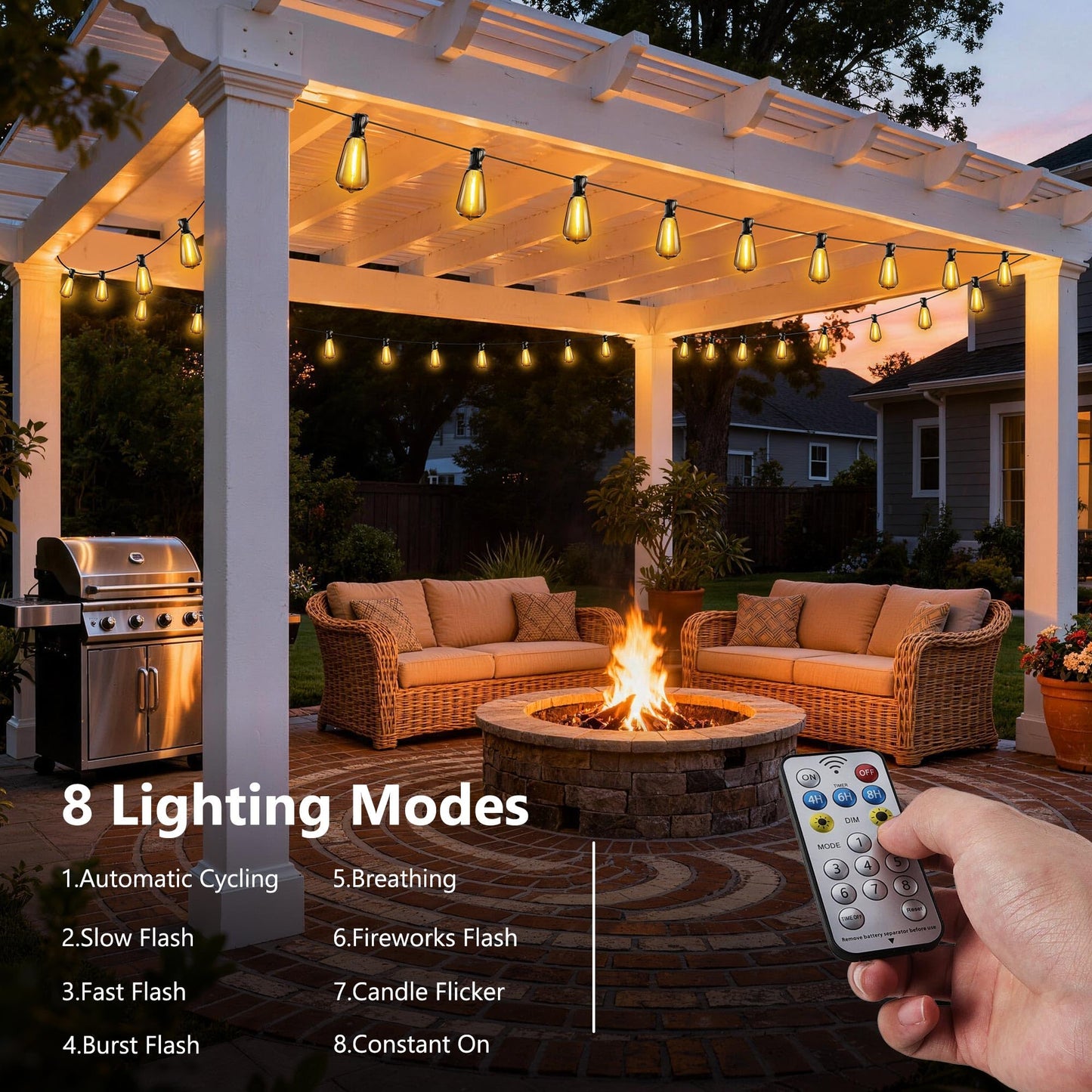 Lomotech Solar String Lights Outdoor Waterproof, 50FT 17+2 LED Shatterproof ST38 Bulbs, Solar String Lights with Remote & Timer, USB & Solar Powered Patio Lights for Outside Backyard Garden Porch 🍁 All In One Marketplace Canada