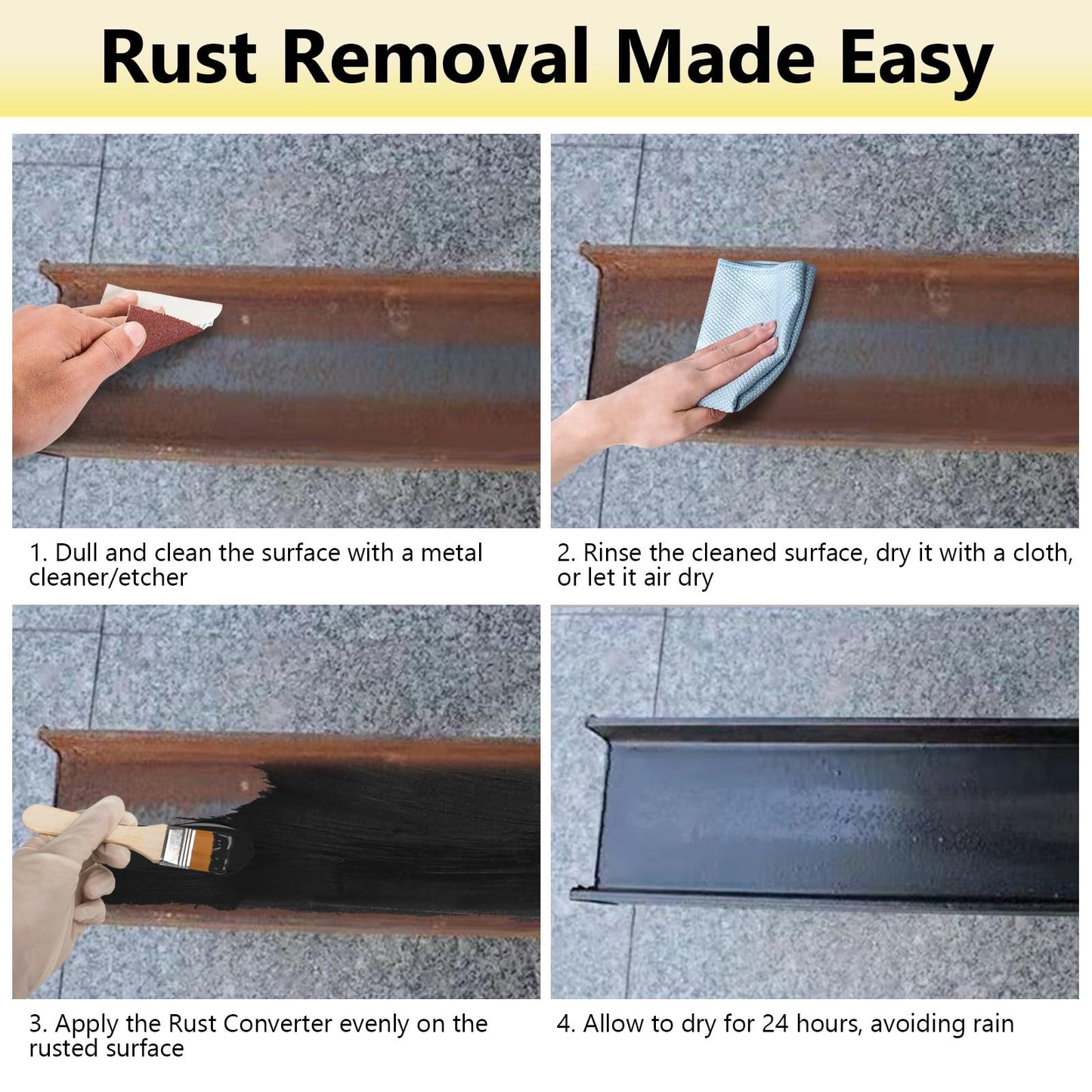 Meuvcol 2-in-1 Rust Converter & Metal Primer, 35 Floz Black Rust Remover Paint For Metal, Ultra Automotive Rust Reformer & Seal, Long-Lasting Rust Preventative Coating, Rust Inhibitor Repair Kit 🍁 All In One Marketplace Canada