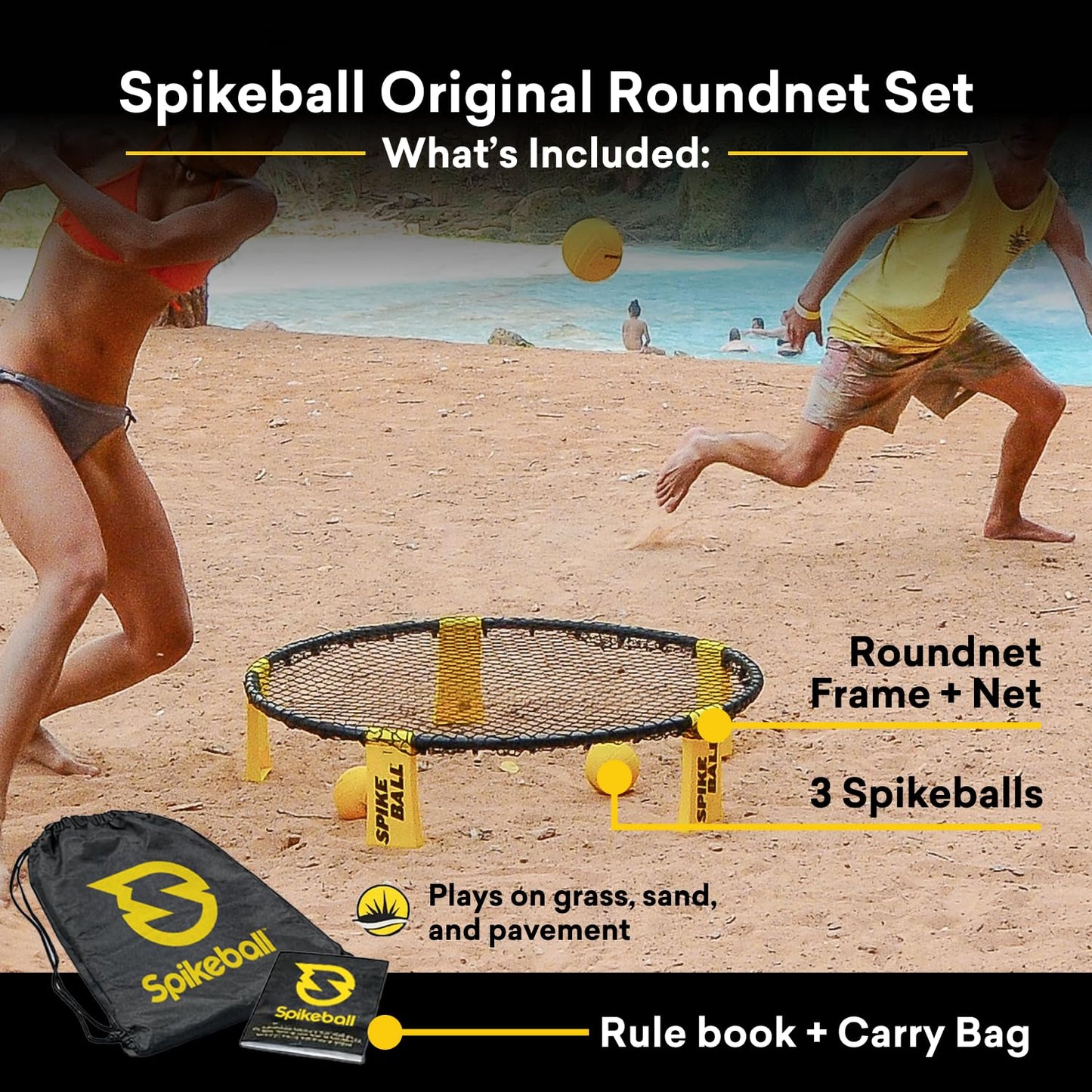 Spikeball Game Set (3 Ball Kit) - Outdoor Indoor Gift for Teens, Family - Yard, Lawn, Beach, Tailgate - Includes Playing Net, 3 Balls, Drawstring Bag, Rule Book 🍁 All In One Marketplace Canada