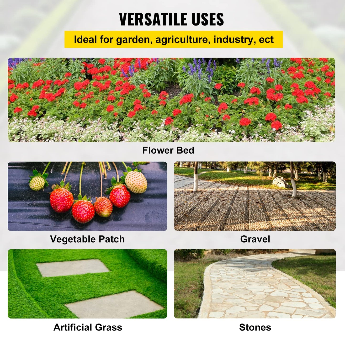 VEVOR 6FTx300FT Premium Weed Barrier Fabric Heavy Duty 2.4OZ, Woven Weed Control Fabric, High Permeability Good for Flower Bed, Geotextile Fabric for Underlayment, Polyethylene Ground Cover 🍁 All In One Marketplace Canada