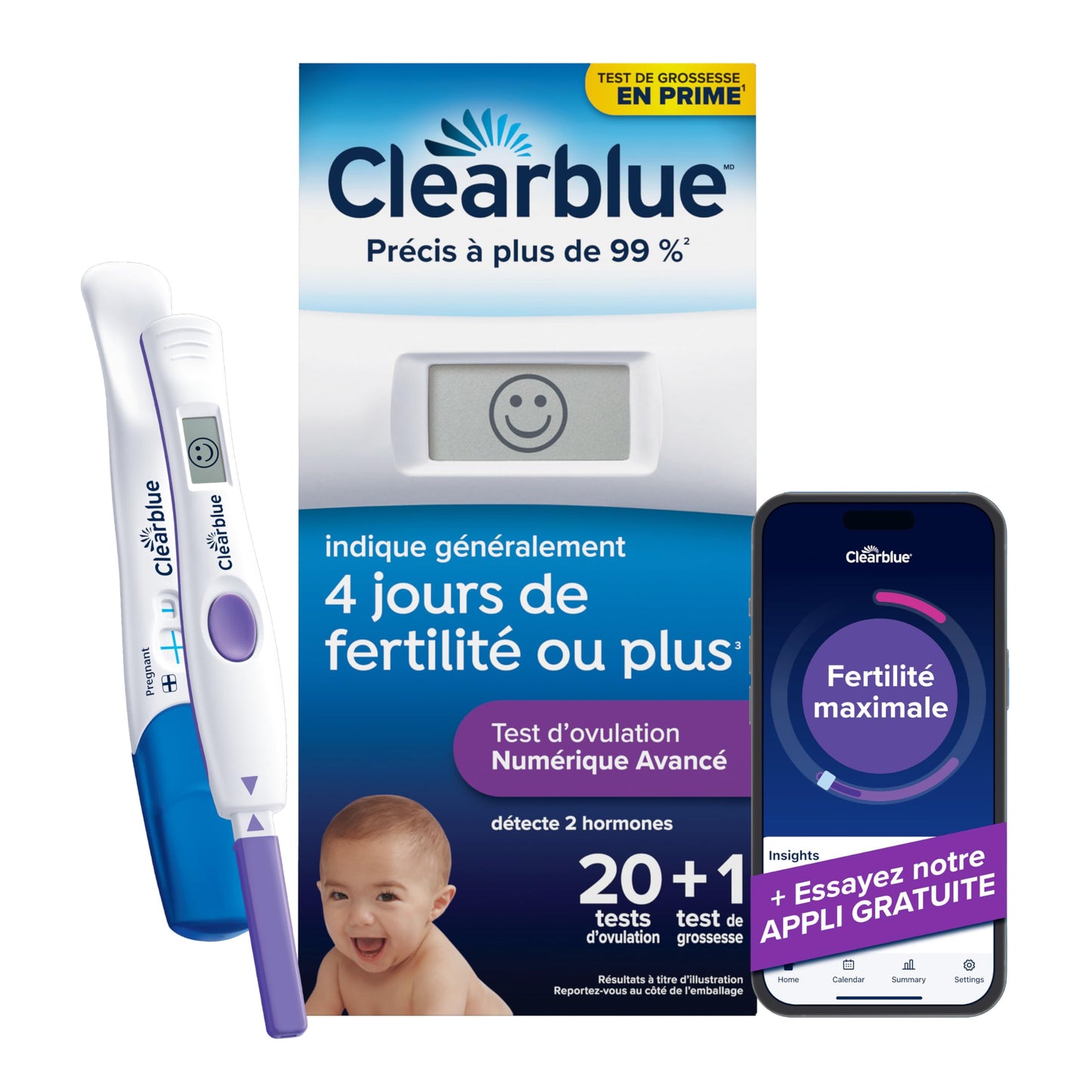 Clearblue Advanced Digital Ovulation Test Kit, Plus Bonus Rapid Detection Pregnancy Test, 20 Ovulation Tests & 1 Pregnancy Test 🍁 All In One Marketplace Canada