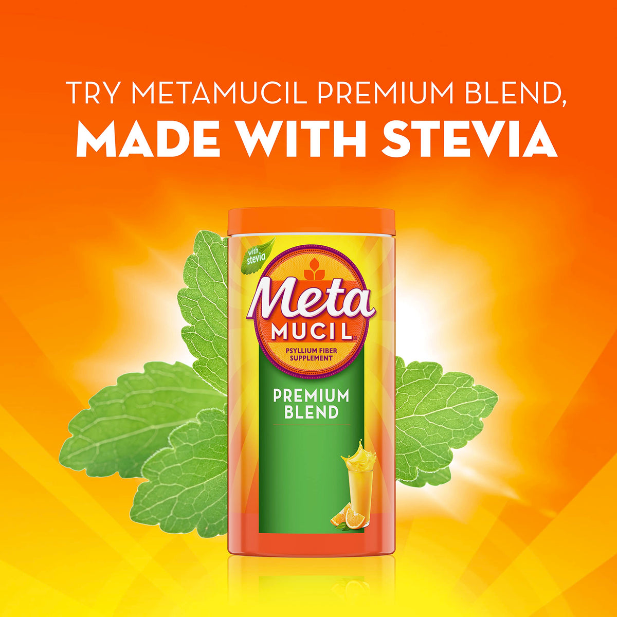 Metamucil Premium Blend, 4-in-1 Daily Fibre for Digestive Health, Plant-Based Psyllium Husk Powder Supplement, Sugar-Free with Stevia, Orange Flavored, 72 Servings 🍁 All In One Marketplace Canada