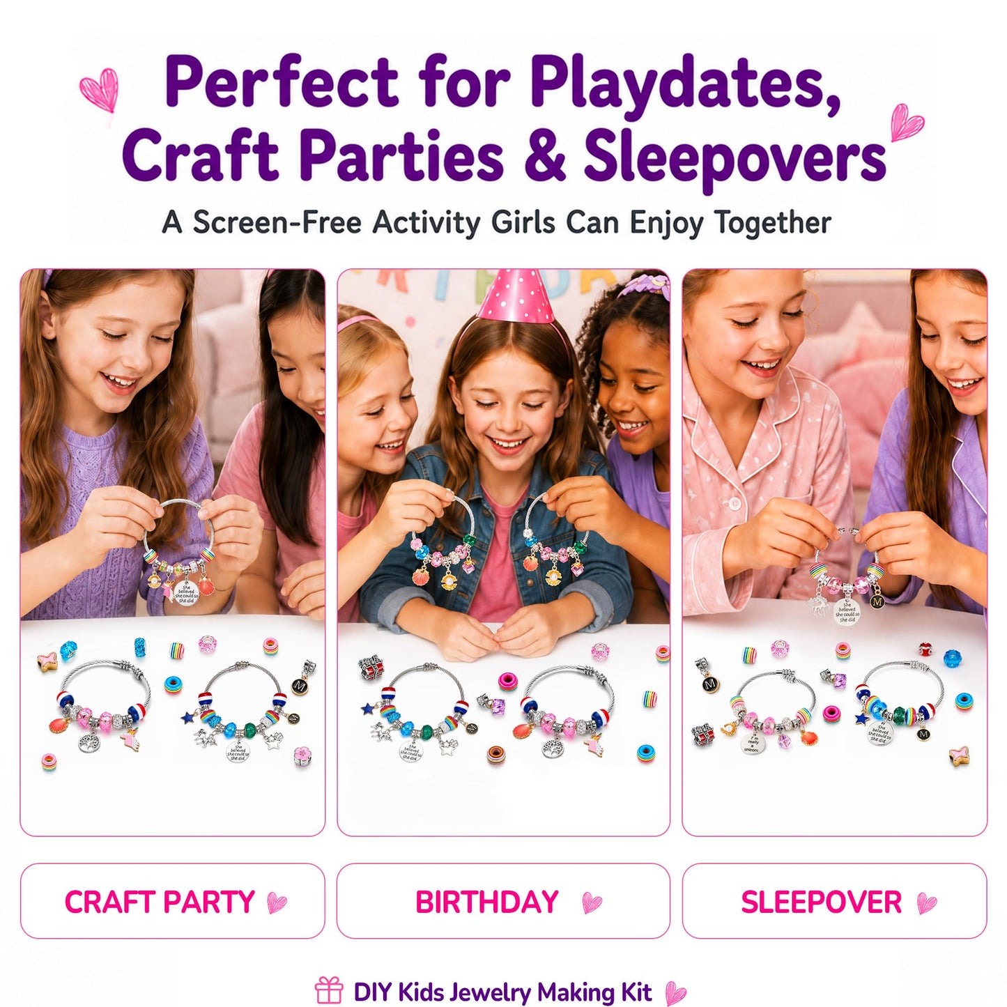 Girls Charm Bracelet Making Kit: Unicorn Toys for Girls Gifts 8-12 Years Old, Birthday Gifts 6 7 8 9 10 Year Old Girl Gift Ideas, Inspires Creativity Art and Crafts for Kids Age 6-8 Jewelry Making Set 🍁 All In One Marketplace Canada