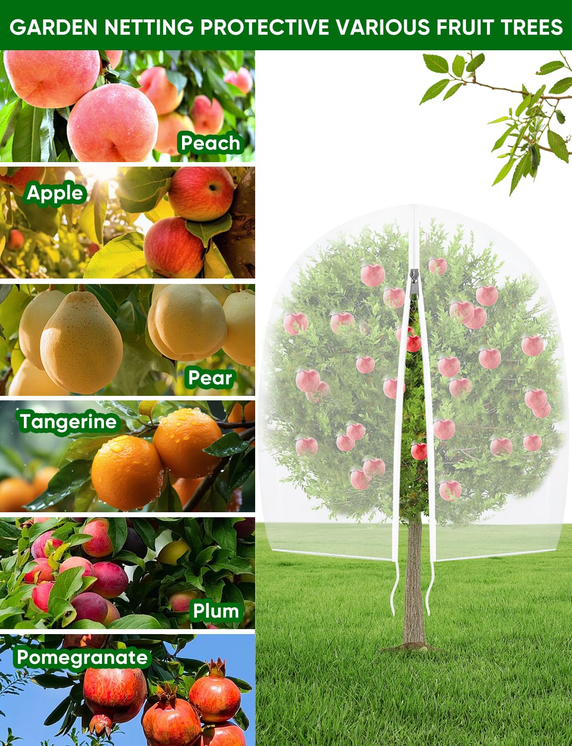 4Pack Garden Fruit Tree Netting for Cicadas with Zipper 150 x 120cm Garden Bird Mesh Netting for Blueberry Bushes with Drawstring,Insect Plant Protection Mesh Net Bags for Tomato,Cicada,Animals 🍁 All In One Marketplace Canada
