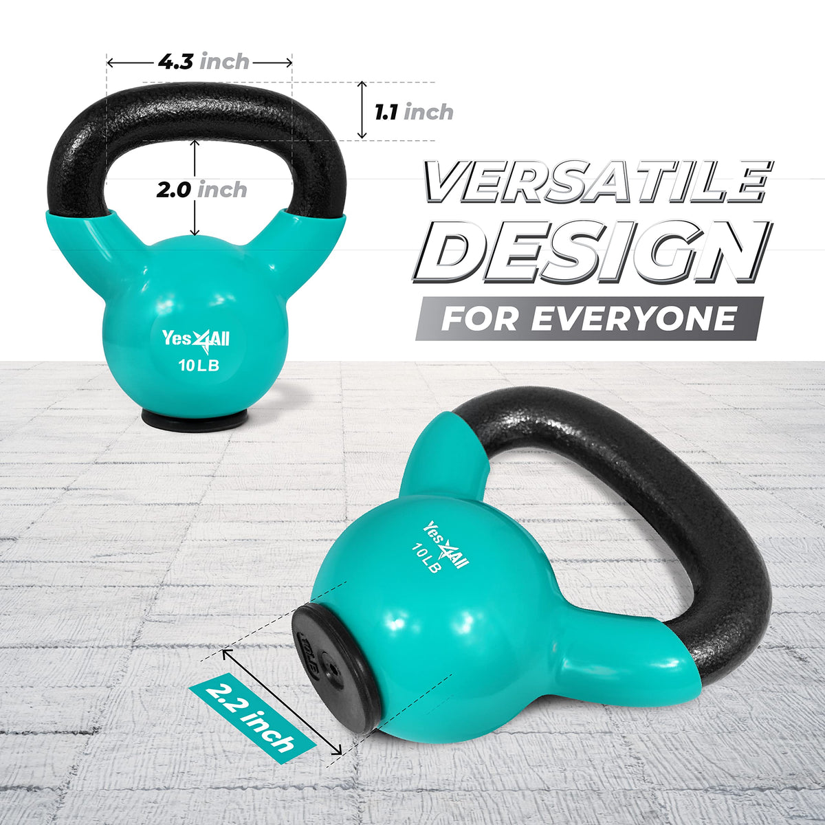Yes4All Vinyl Coated Kettlebell with Protective Rubber Base, Strength Training Kettlebells for Weightlifting, Conditioning, Strength & Core Training (10 lbs - Mint) 🍁 All In One Marketplace Canada