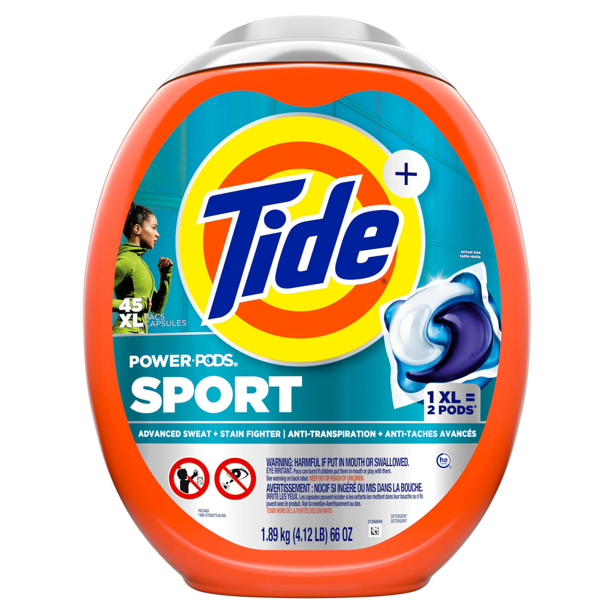 Tide Power Pods Laundry Detergent Pacs with Febreze Sport, Febreze Freshness with Sport Odor Defense, 2.06 kg, 45 Count 🍁 All In One Marketplace Canada