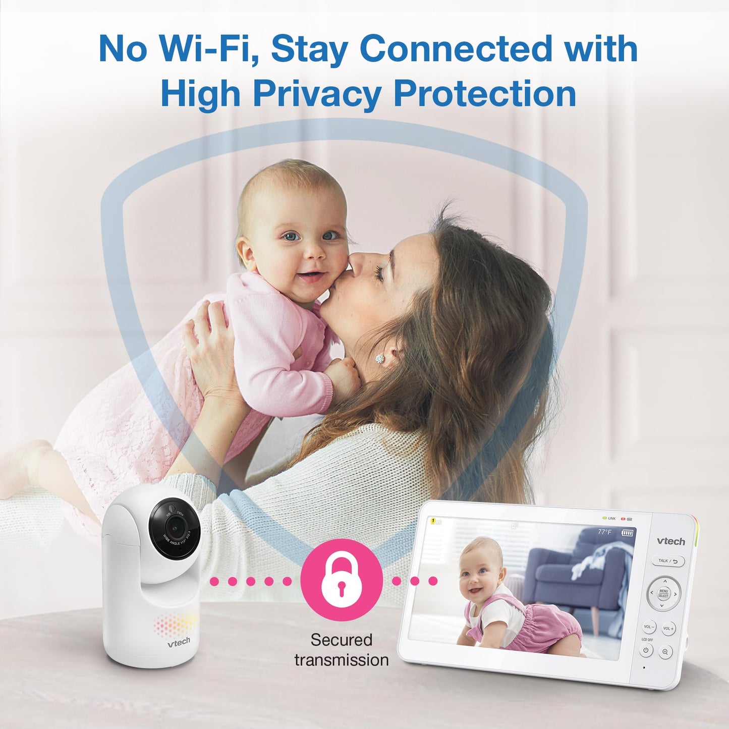 VTech Advanced HQ Max 7" Digital Video Baby Monitor with Pan-Tilt-Zoom, Night Light, Long Range, 2-WayTalk, Display, and Lullabies, No WiFi, White 🍁 All In One Marketplace Canada