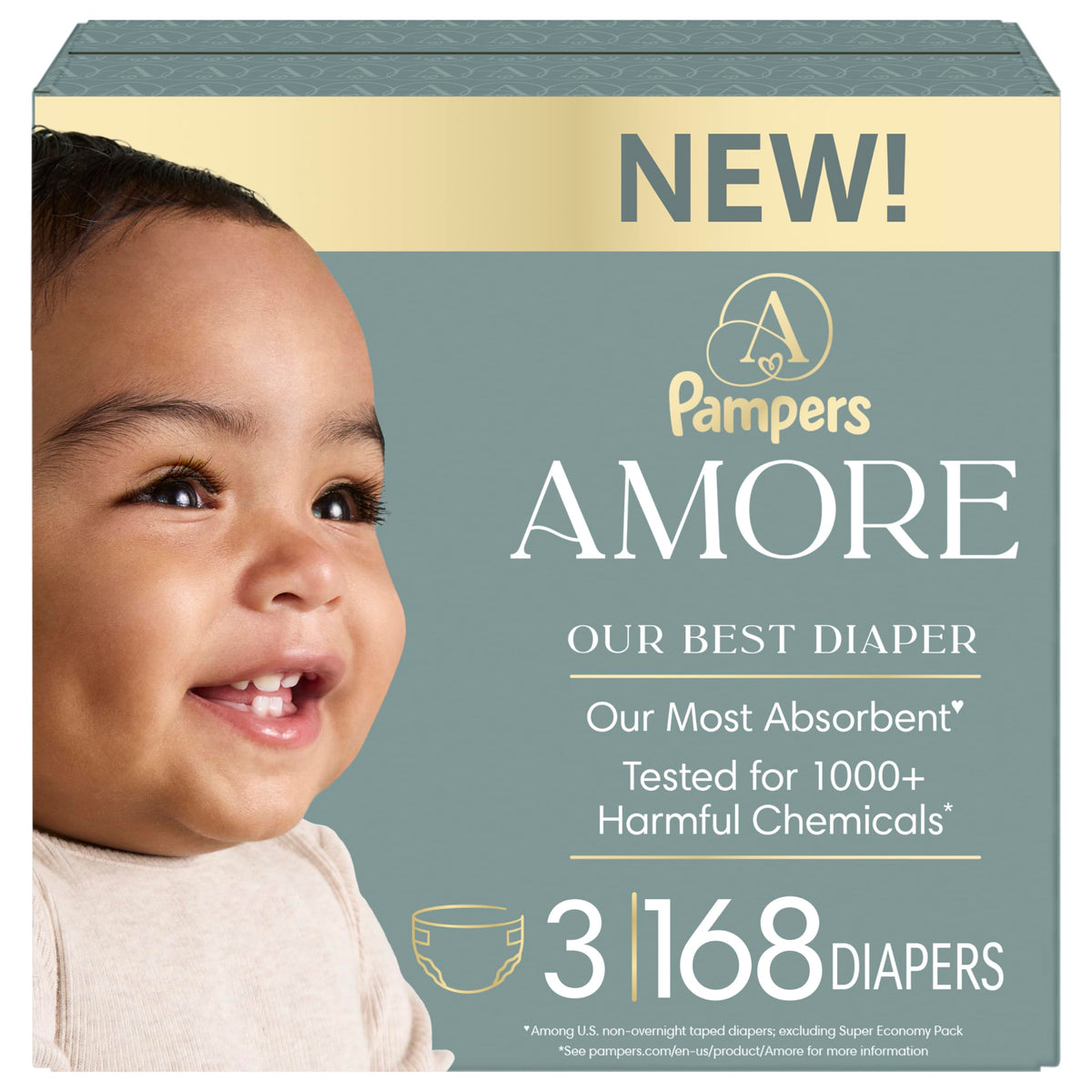 Pampers AMORE, Size 3, Our Best Diaper, 1 Pack (Count of 168) 🍁 All In One Marketplace Canada