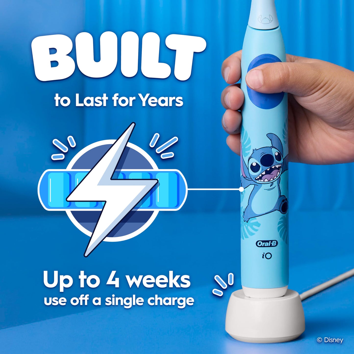 Oral-B iO Kids Rechargeable Electric Powered Toothbrush, Stitch with 1 Gentle Care Brush Head - Automatic Pressure Sensor to Protect Gums - 3 Cleaning Settings - 2 Min Music Timer - 28 Day Battery Life 🍁 All In One Marketplace Canada
