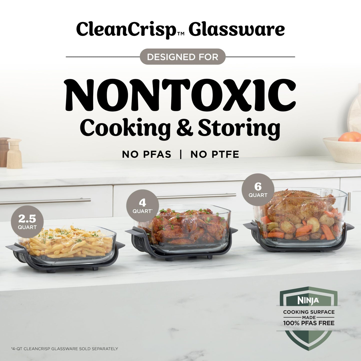 Ninja Crispi Pro 6-in-1 Glass Air Fryer | 6qt & 2.5qt Glass Containers with Storage Lids | Non-Toxic | Meal Prep, Microwave, Freezer & Dishwasher Safe | Air Fry, Bake & More | Bone | AS101CLG 🍁 All In One Marketplace Canada