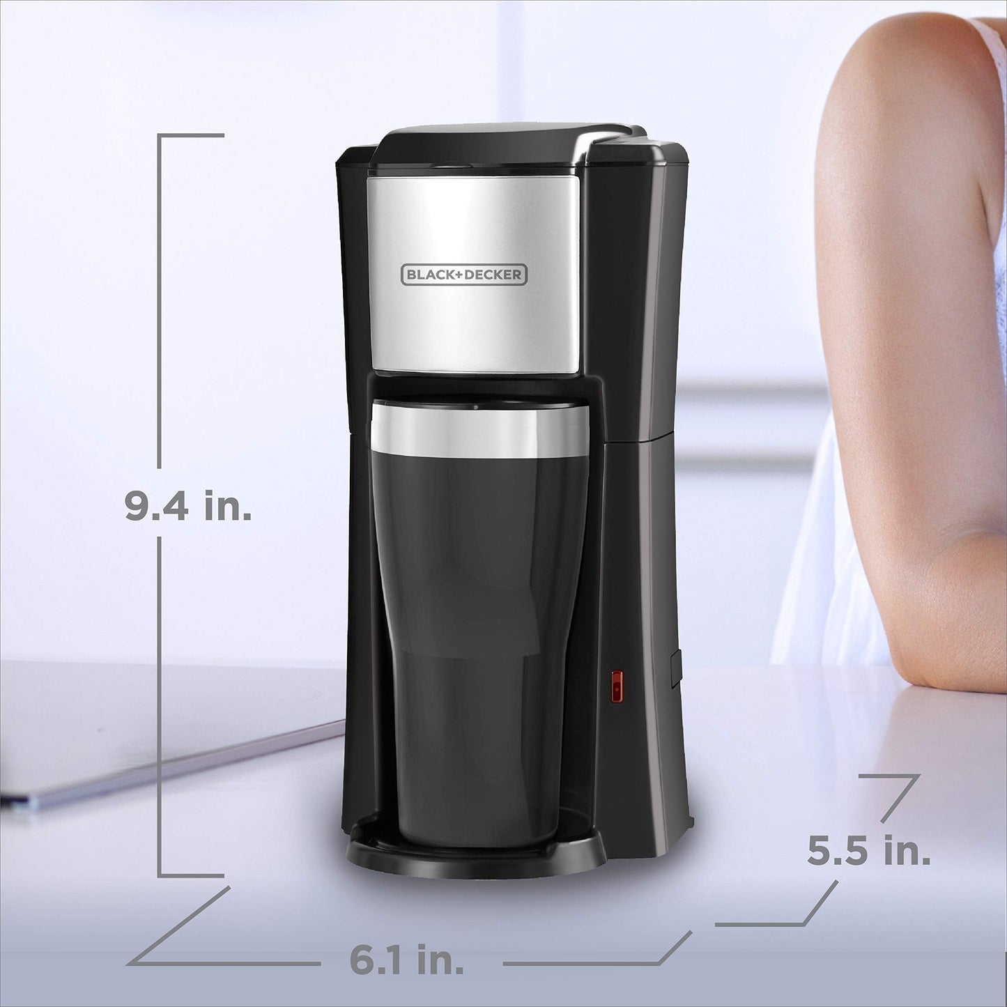 BLACK+DECKER Single Serve Coffee Maker, Includes One Dishwasher Safe Travel Mug (16oz), CM618C Black 🍁 All In One Marketplace Canada