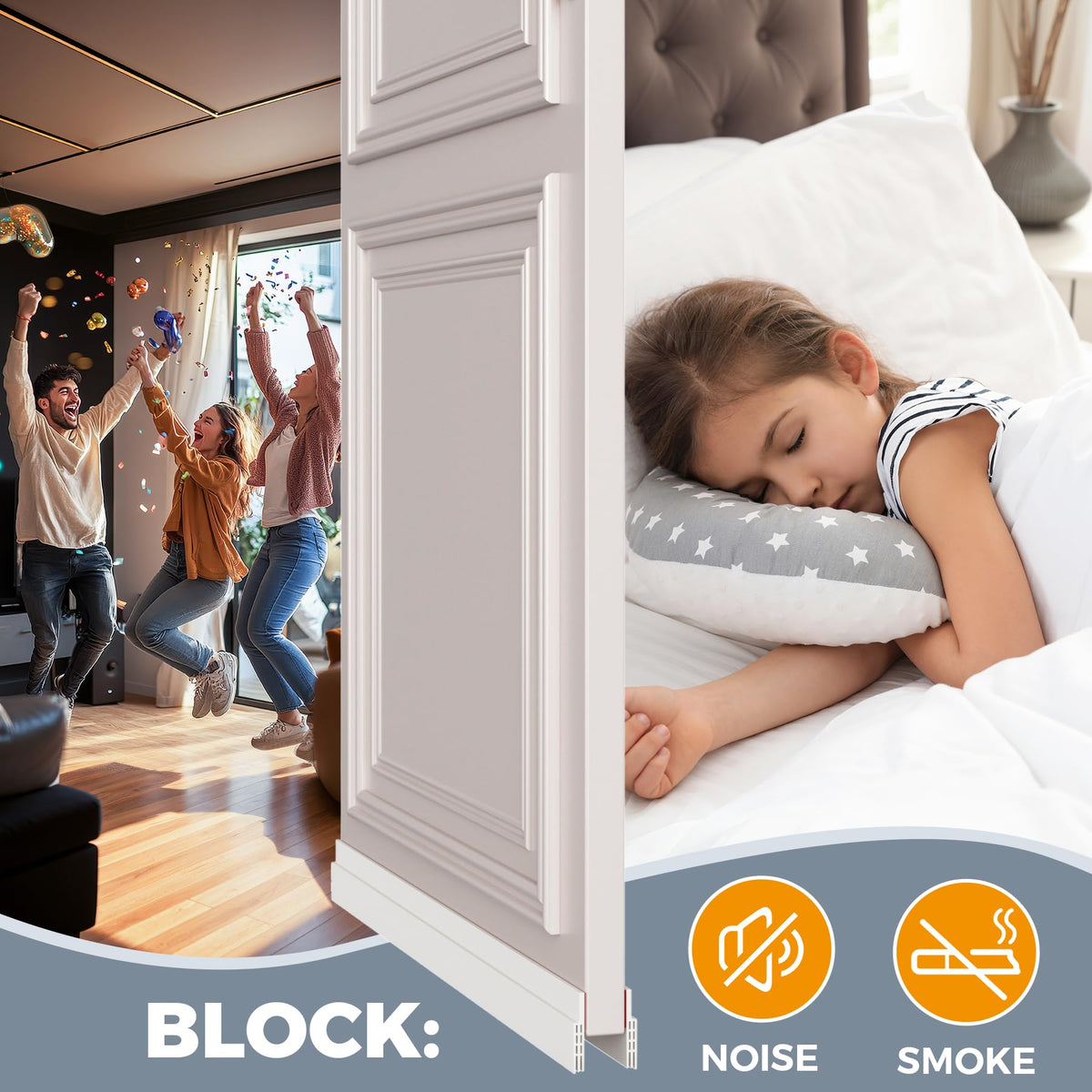 GroTheory 2 Pack Door Draft Stopper, Under Door Draft Blocker, Soundproof Weather Stripping Door Seal, 2"" W x 39"" L, White 🍁 All In One Marketplace Canada