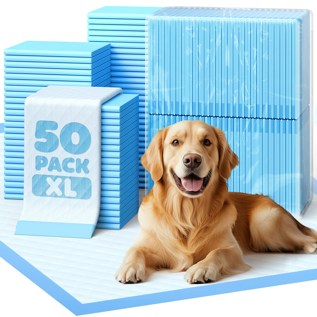 Powools 50-Pack X-Larg Puppy Pads - 34" x 28" Extra Large Pee Pads for Dogs with 6-Layer Leakproof Protection, Quick-Dry and Disposable Dog Pads with High Absorbency for Easy Potty Training 🍁 All In One Marketplace Canada