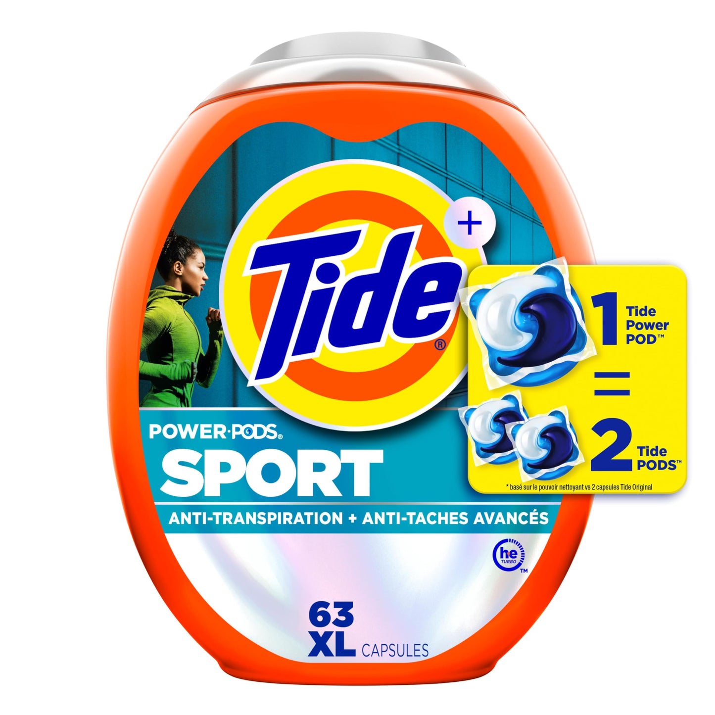 Tide Power Pods Sport Laundry Detergent Pacs, Advanced Sweat + Stain Fighter, 63 Count 🍁 All In One Marketplace Canada