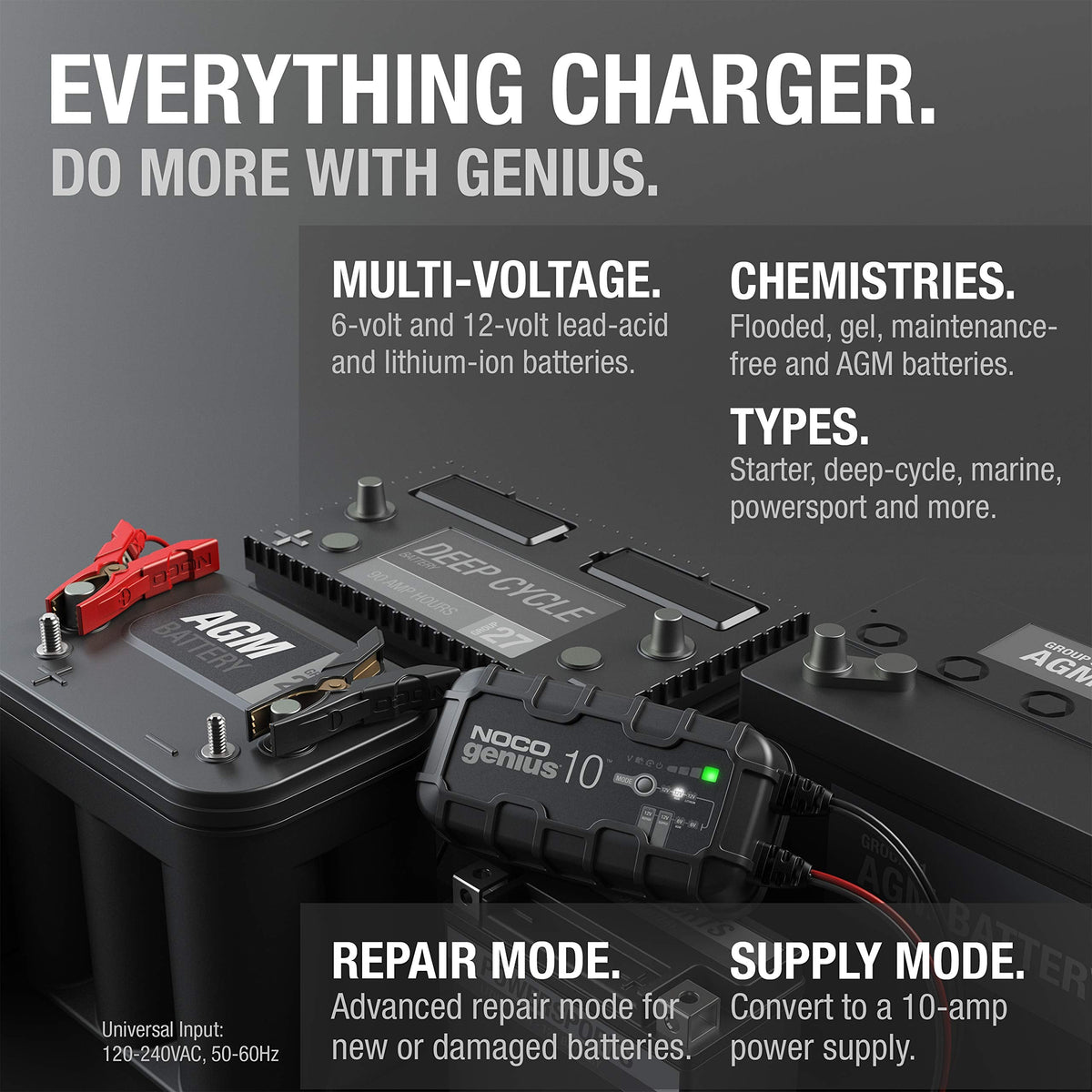 NOCO GENIUS10: 10A 6V/12V Smart Battery Charger – Automatic Maintainer, Trickle Charger & Desulfator with Overcharge Protection & Temperature Compensation – for Lead-Acid & Lithium Batteries 🍁 All In One Marketplace Canada