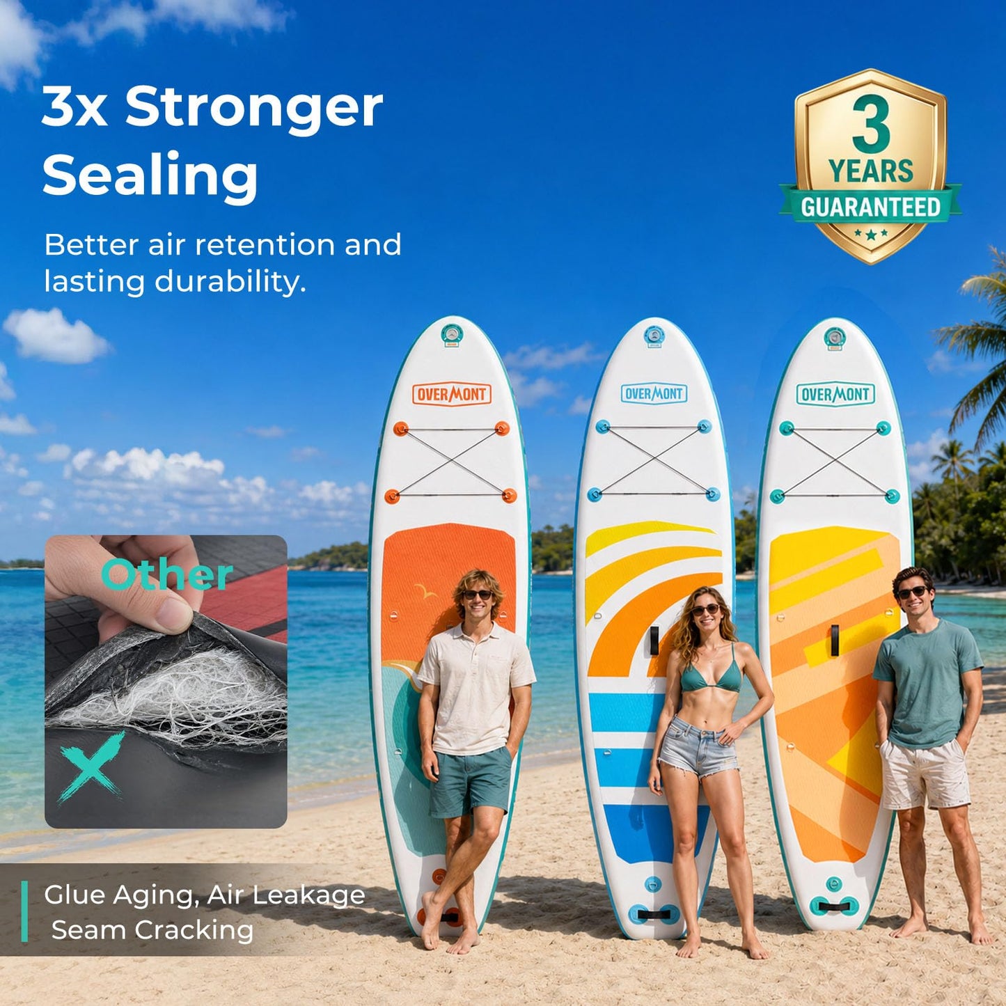 Overmont Inflatable Paddle Board 10'7" x 33" x 6", Extra Wide SUP for Adults & Beginners, 350 lb Stand Up Paddle Board with Adjustable Paddle, Pump, 3 Fins, Leash, Backpack & Repair Kit 🍁 All In One Marketplace Canada