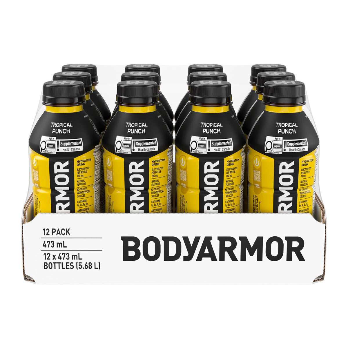 BODYARMOR SuperDrink Tropical Punch, 473 mL Bottles (12 Pack) – Sports Hydration Drink with Coconut Water, Potassium-Packed Electrolytes and Antioxidant Vitamins 🍁 All In One Marketplace Canada