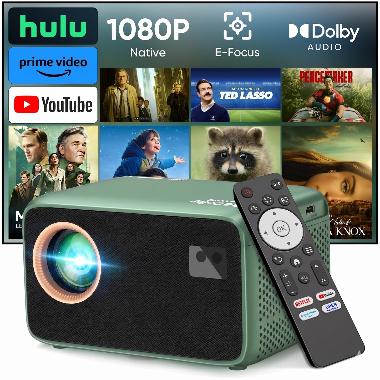 【Netflix Compatible & Dolby Audio】 TMY 4K Smart Projector with Upgraded HiFi Speaker, Real 1080P WiFi 6 Mini Projector with Electric Focus & Auto Keystone, Portable Projecteur for Indoor and Outdoor 🍁 All In One Marketplace Canada