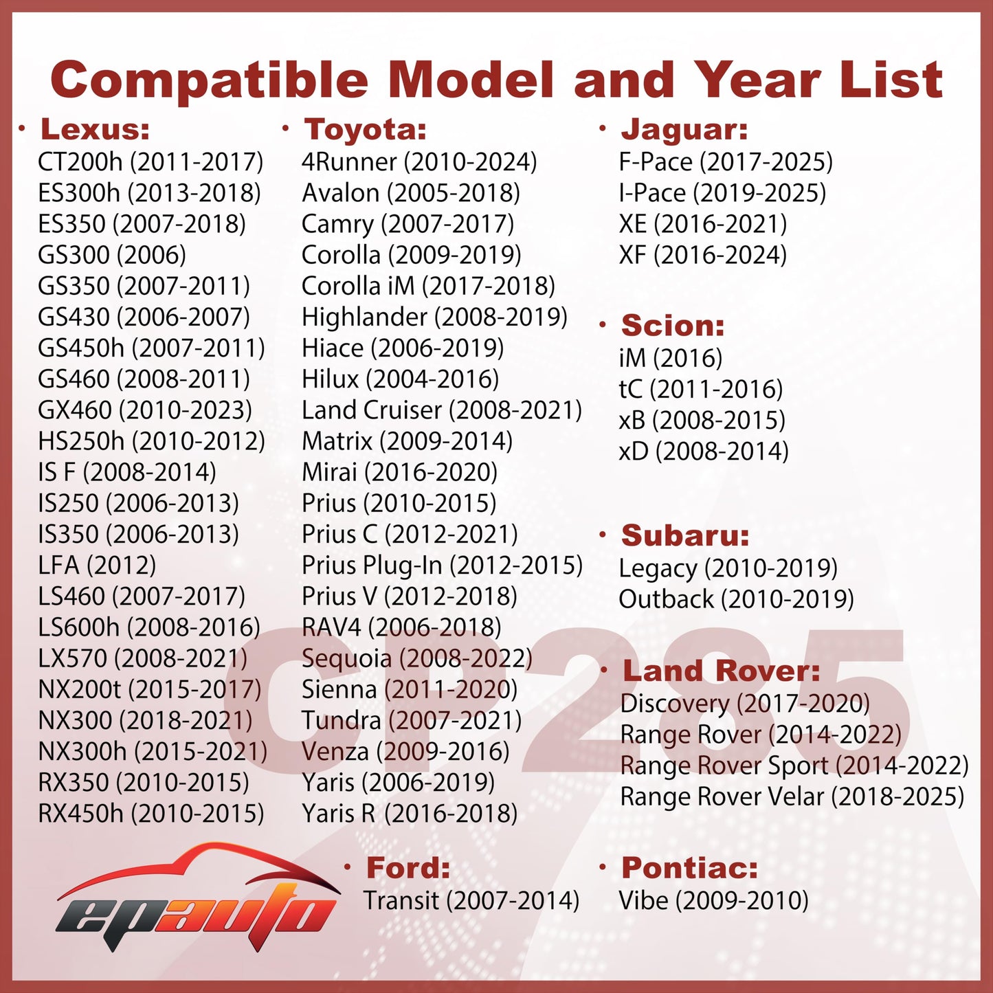EPAuto CP285 (CF10285) Premium Cabin Air Filter includes Activated Carbon 🍁 All In One Marketplace Canada