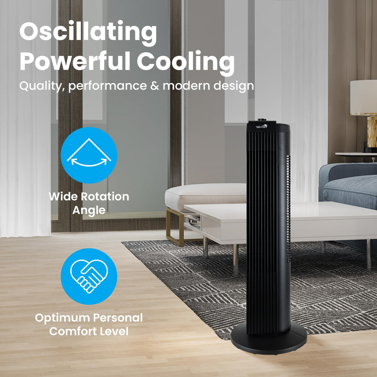Senville 27" Standing Fan for Bedroom and Home with 60° Oscillation, 3 Speed, Compact Space-Saving Design, SENFZ10-19M 🍁 All In One Marketplace Canada