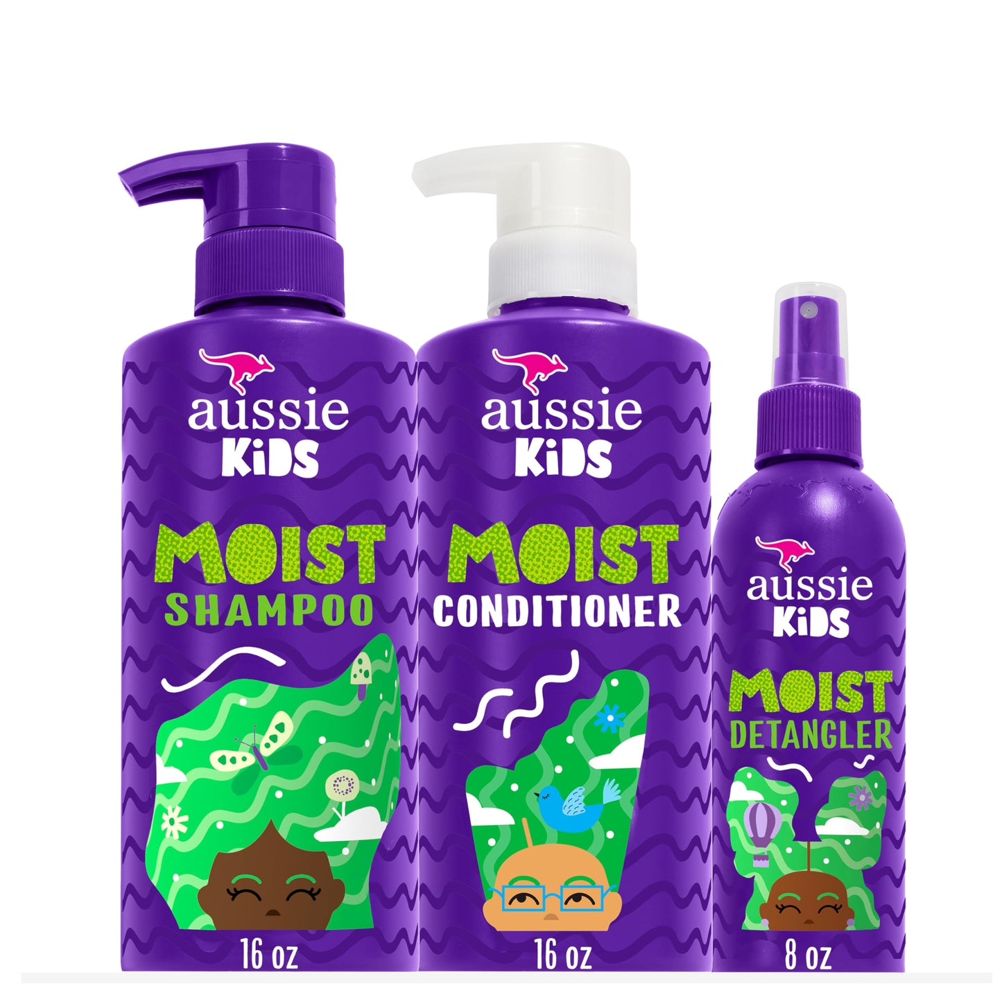 Aussie Kids Moist Detangler Pack for Kids, Shampoo & Conditioner, 475 mL each + Detangler Spray, 236 mL 🍁 All In One Marketplace Canada