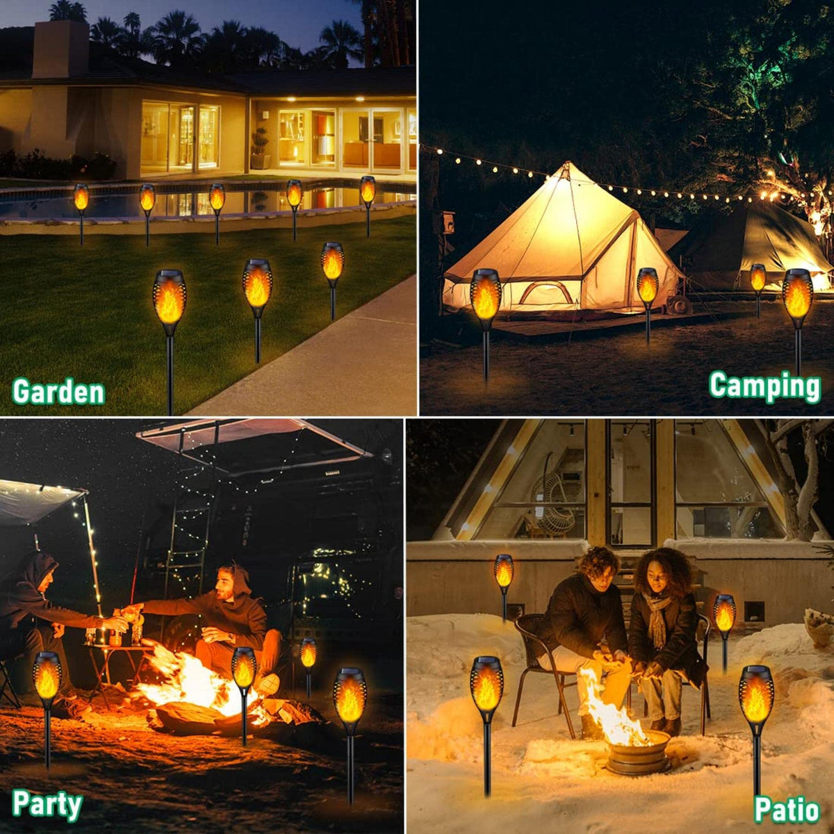 iBaycon 8 Pack Solar Torch Flame Lights Outdoor Landscape Pathway Lamp 🍁 All In One Marketplace Canada
