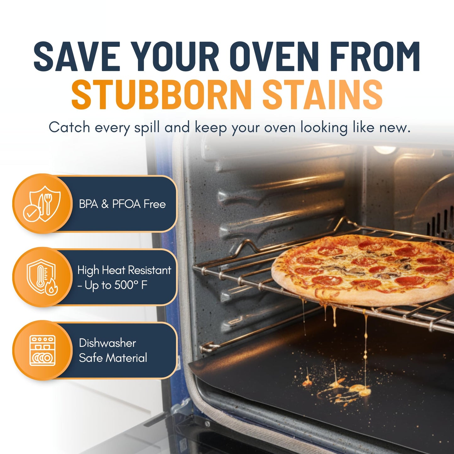 Oven Liners for Bottom of Oven - 3 Pack Large Heavy Duty Mats, 16.25”x23” Non-Stick Reusable Liner for Electric, Gas, Toasters, Grills - BPA & PFOA Free Kitchen Accessory to Keep It Clean (Black) 🍁 All In One Marketplace Canada