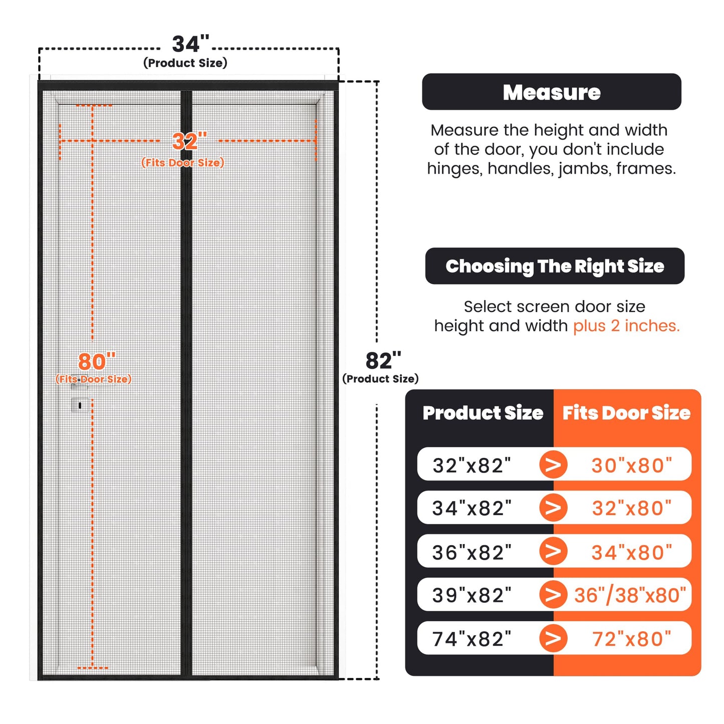 Magnetic Screen Door 36"W x 82"H, Fits Door Size to 34"W x 80"H, Heavy Duty Fiberglass Moustiquaire Magnétique, Screen Mesh with Automatic Block Closure, Walk Through Easily for Kids Pets 🍁 All In One Marketplace Canada