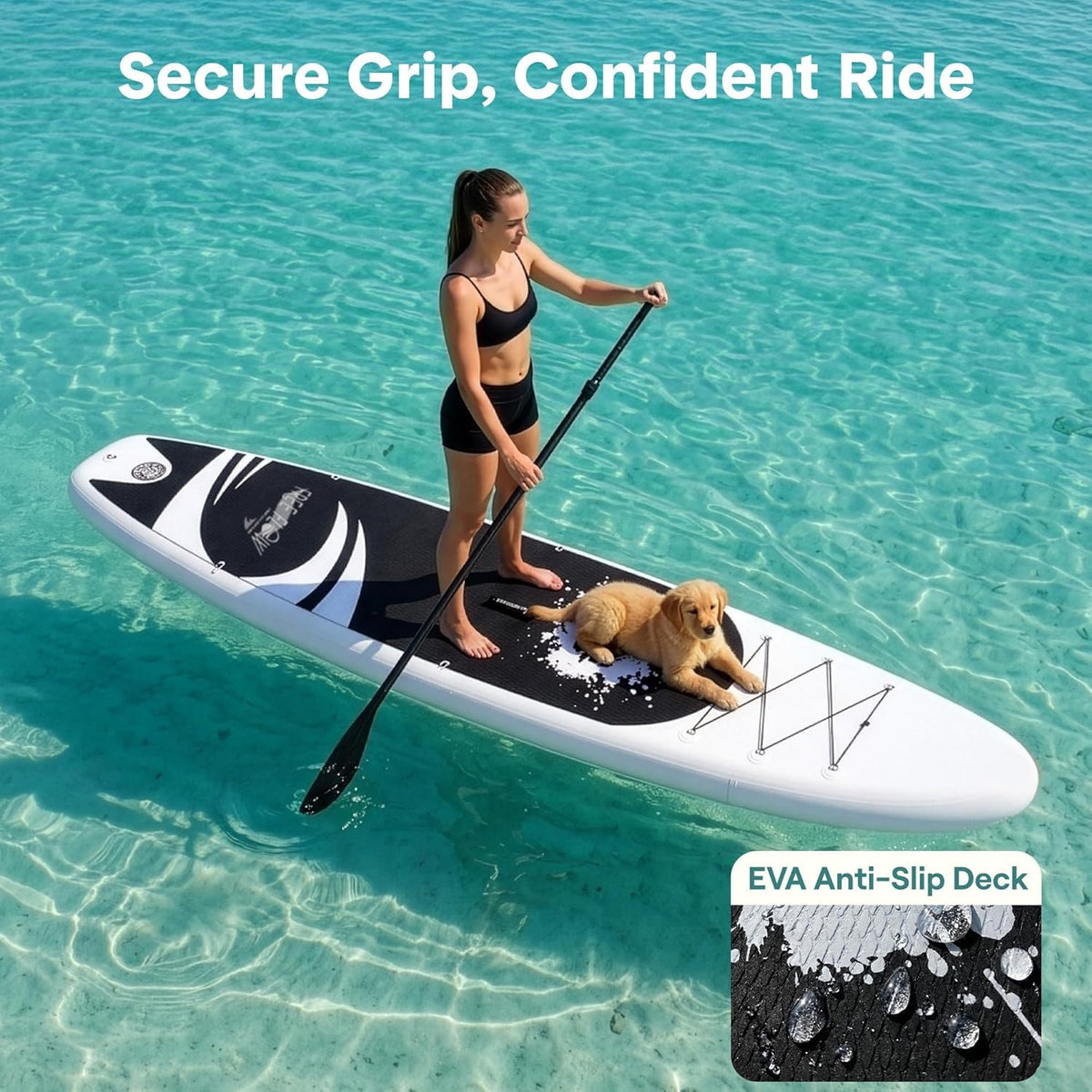 SereneLife 10'/10'6" Inflatable Stand Up Paddle Board with SUP Accessories, Inflatable SUP with Anti-Slip EVA Deck Pad, Wide Design Paddle Board for Adults and Youth 🍁 All In One Marketplace Canada