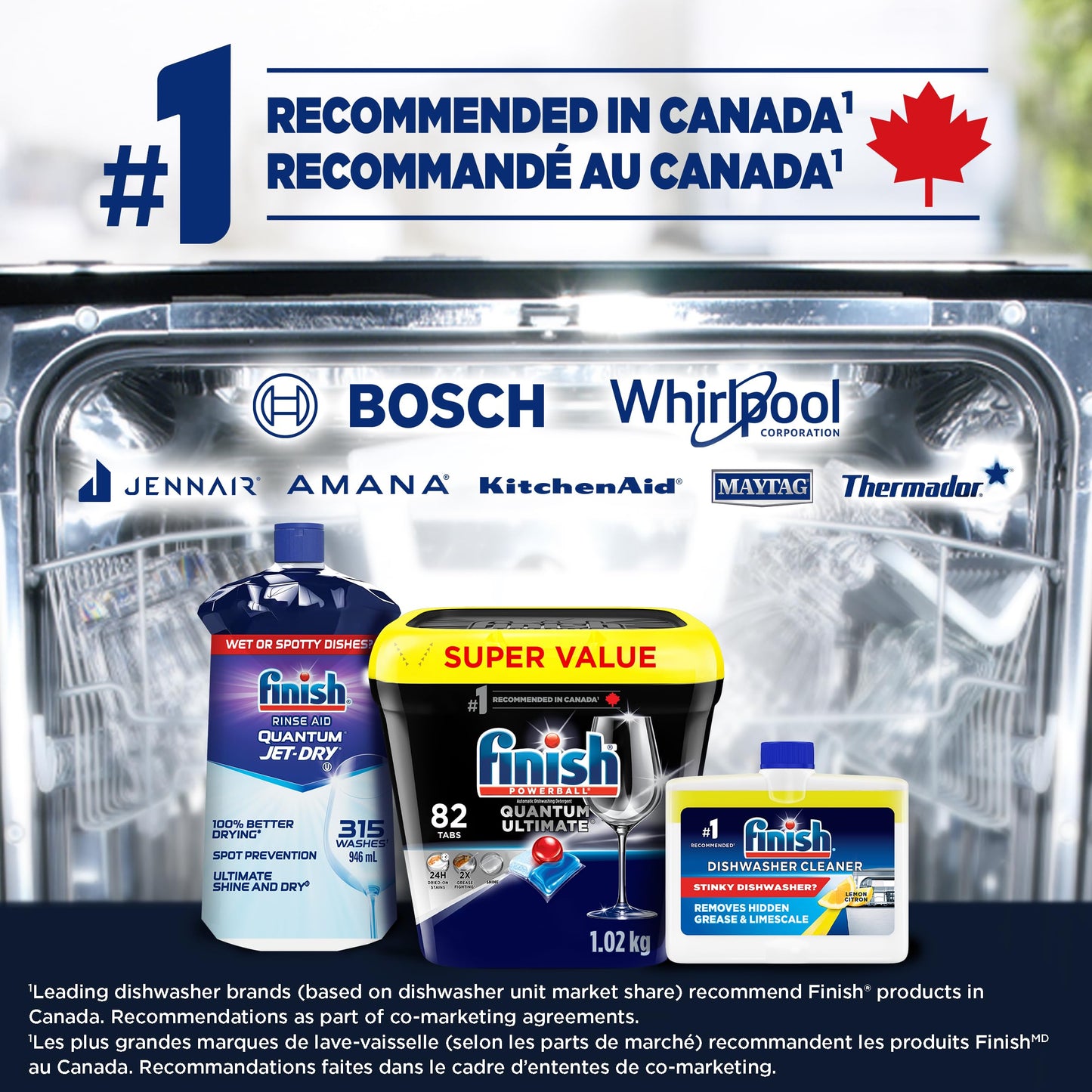 Finish Quantum Ultimate Dishwasher Detergent Pods, 3-Chamber Formula with Powerball, 2X Grease Fighting*, 24H Dried-On Stains, Deep Clean, Virtually Spotless Shine, No Pre-Rinse, 82 Tabs 🍁 All In One Marketplace Canada