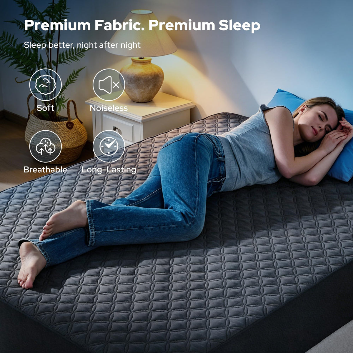 Waterproof Mattress Protector, Noiseless Queen Size Mattress Pad with Deep Pocket Fitted Up to 6"-21", Soft & Breathable Dirt-Proof Bed Mattress Cover Washable for Home, Bedroom, Hotel (Gray) 🍁 All In One Marketplace Canada