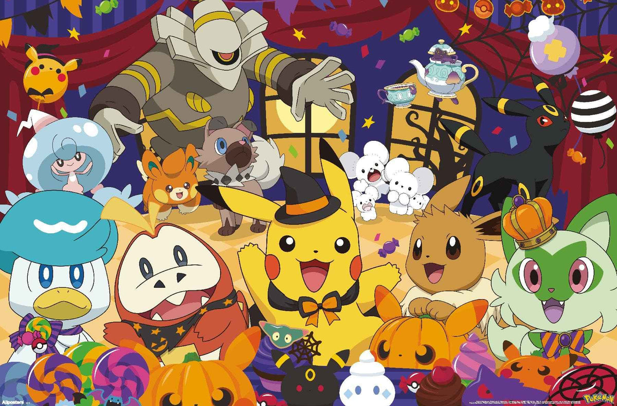 Pokémon: Halloween Party- Group Wall Poster, 22.4L" x 14.7W", Premium Unframed Version